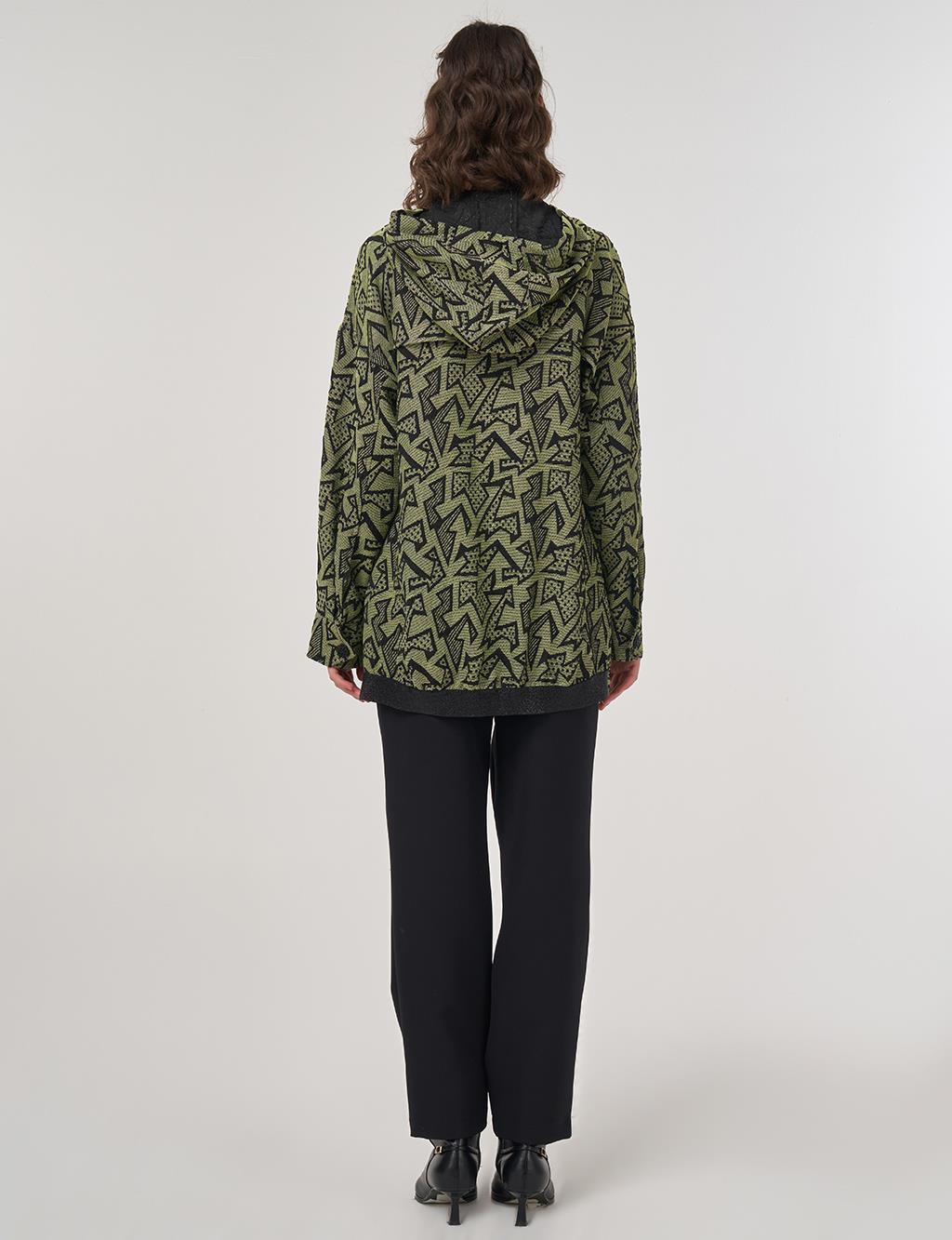 Abstract Pattern Hooded Jacket – Lime