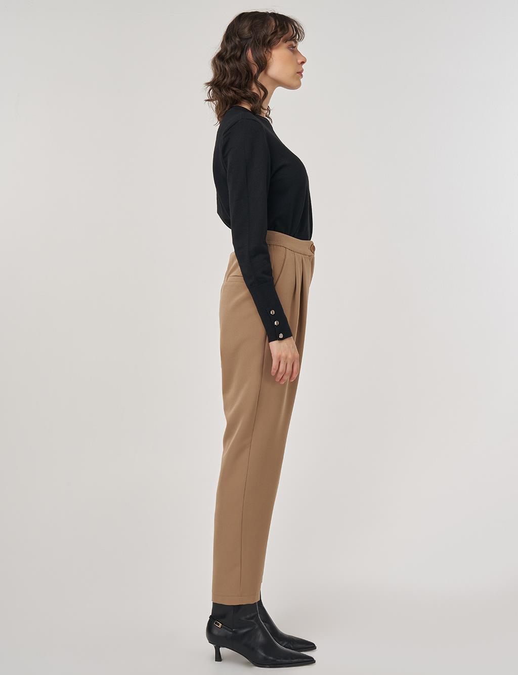 Double-Pleated Pants – Dark Taupe
