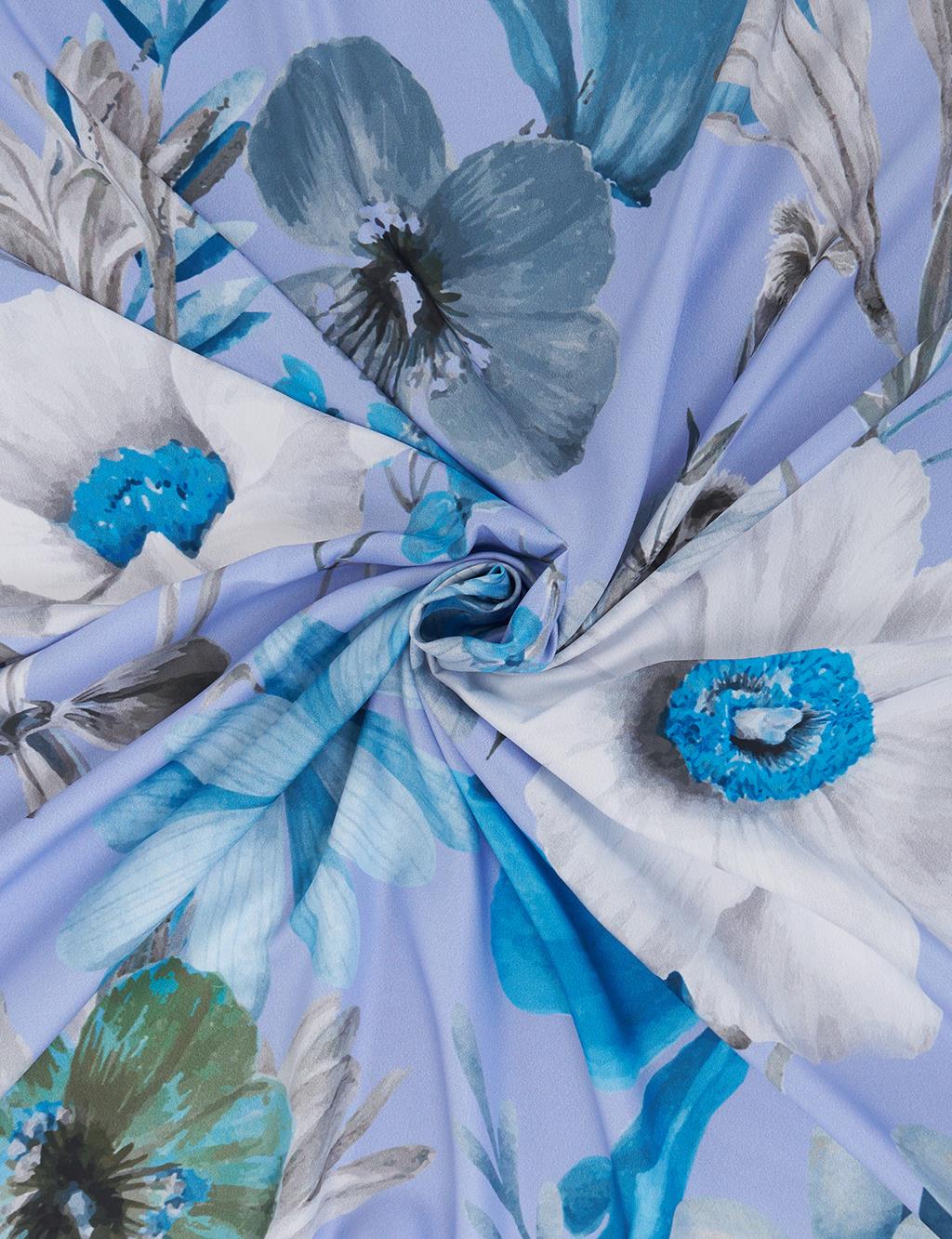 Floral Desenli Eşarp Mavi