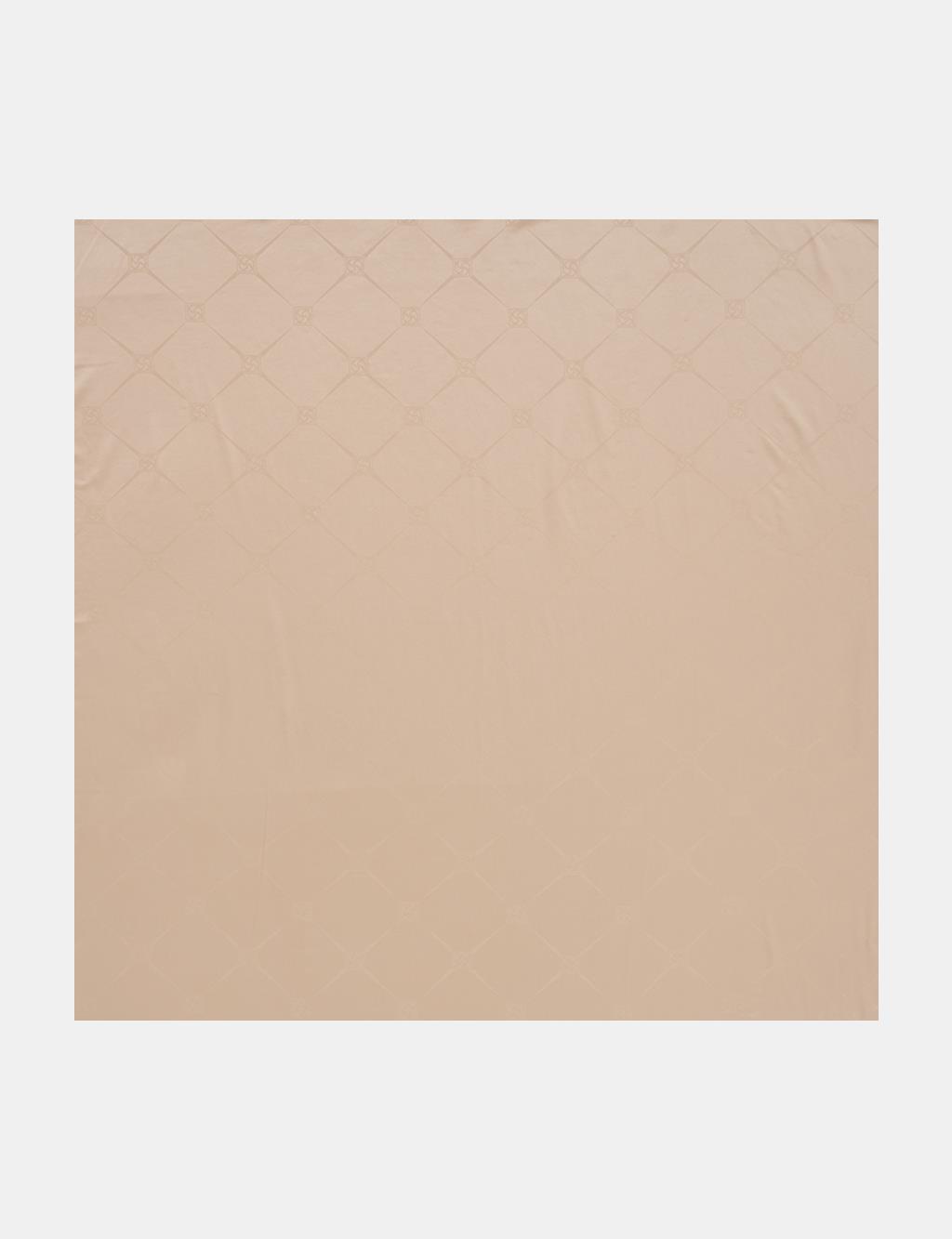 Square Pattern Silk Scarf Beige