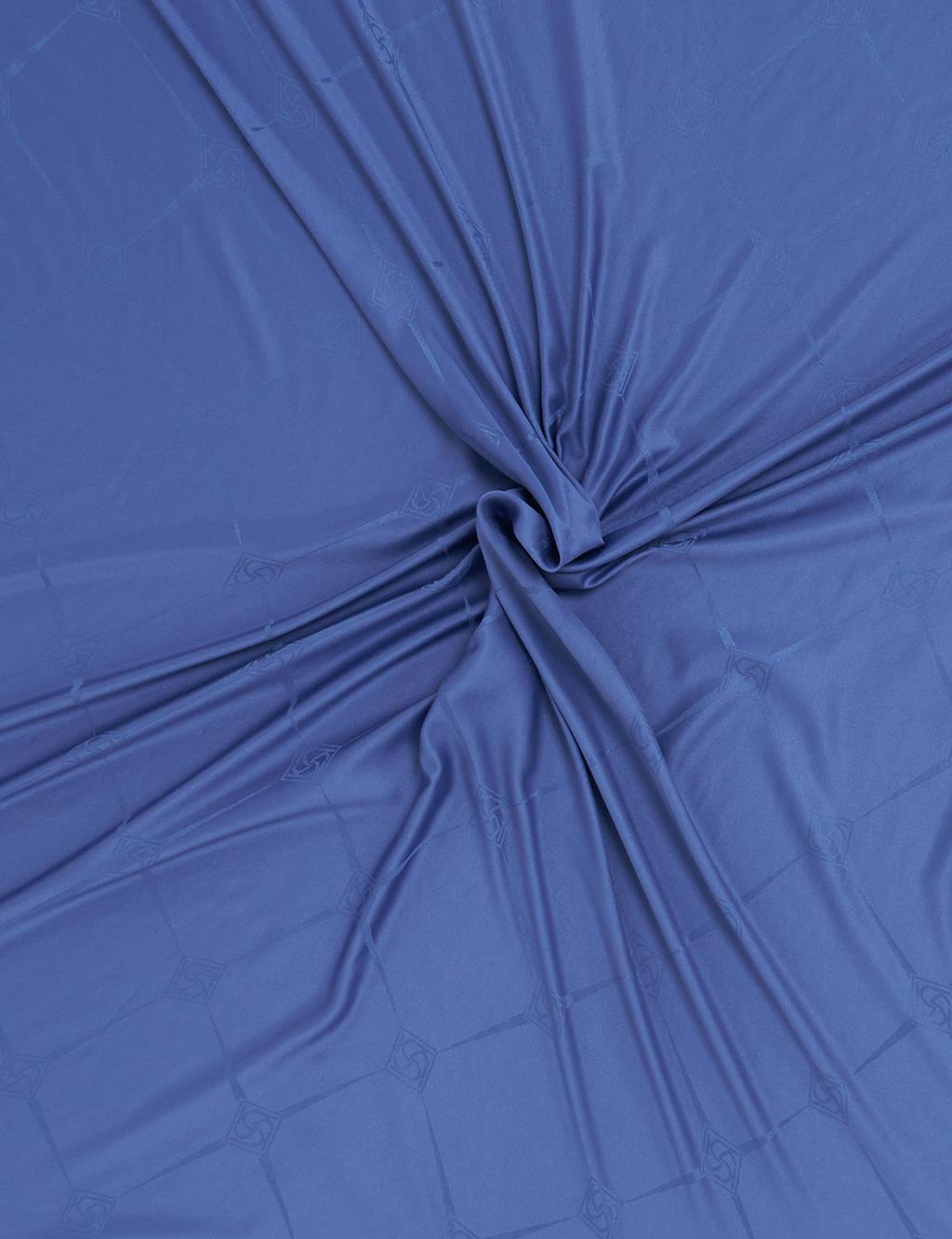 Square Pattern Silk Scarf Indigo 