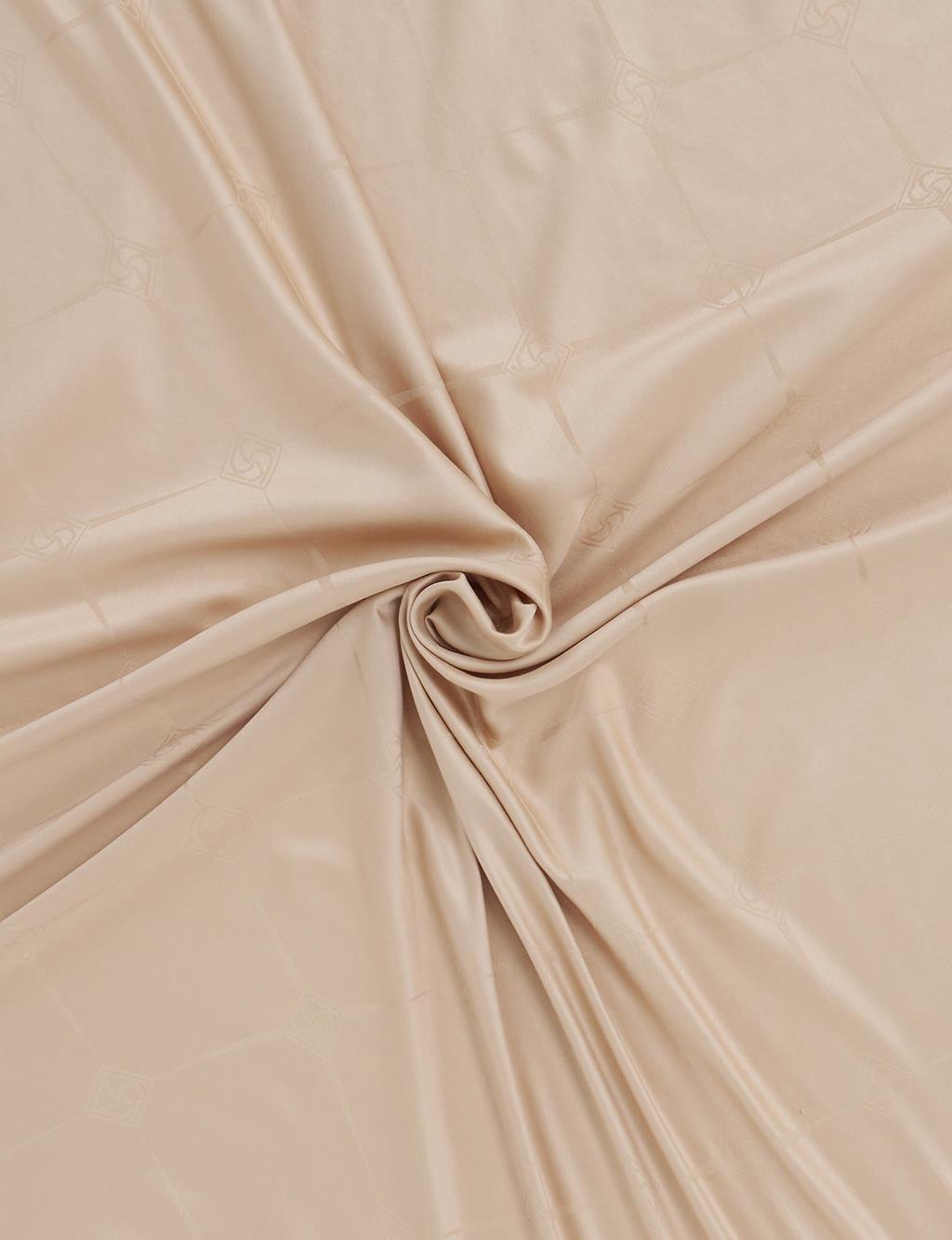 Square Pattern Silk Scarf Beige