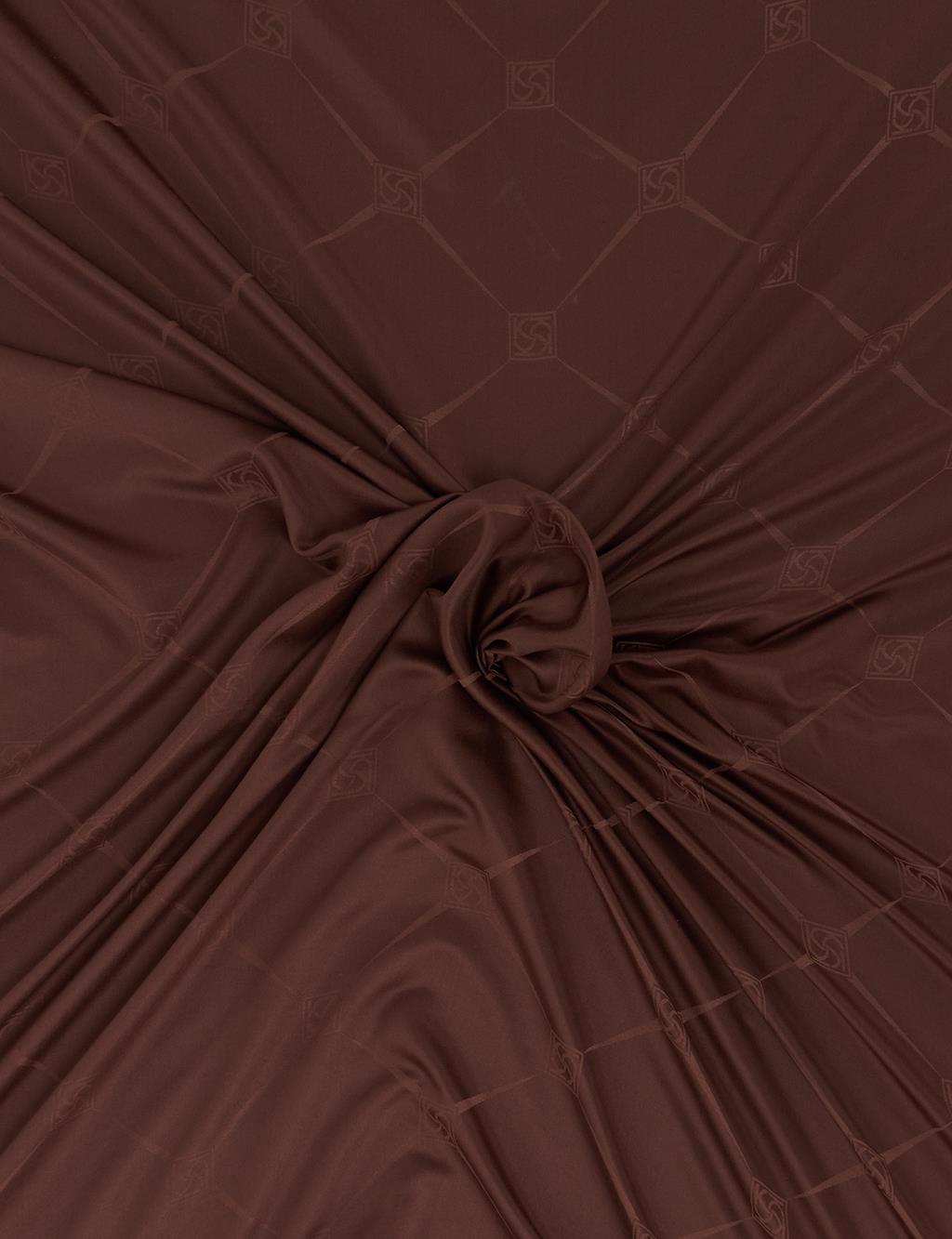 Square Pattern Silk Scarf Dark Brown
