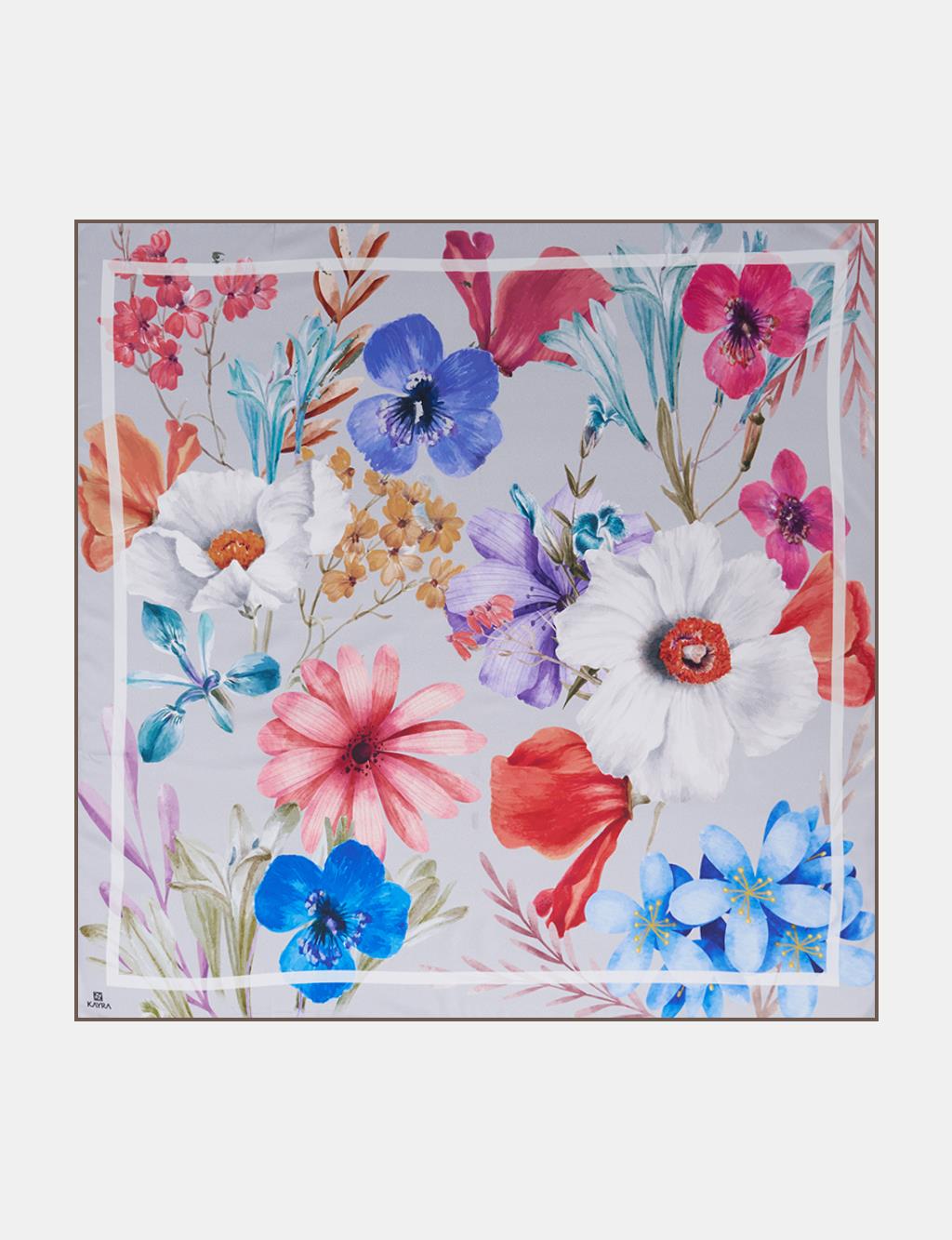 Floral Desenli Eşarp Pudra