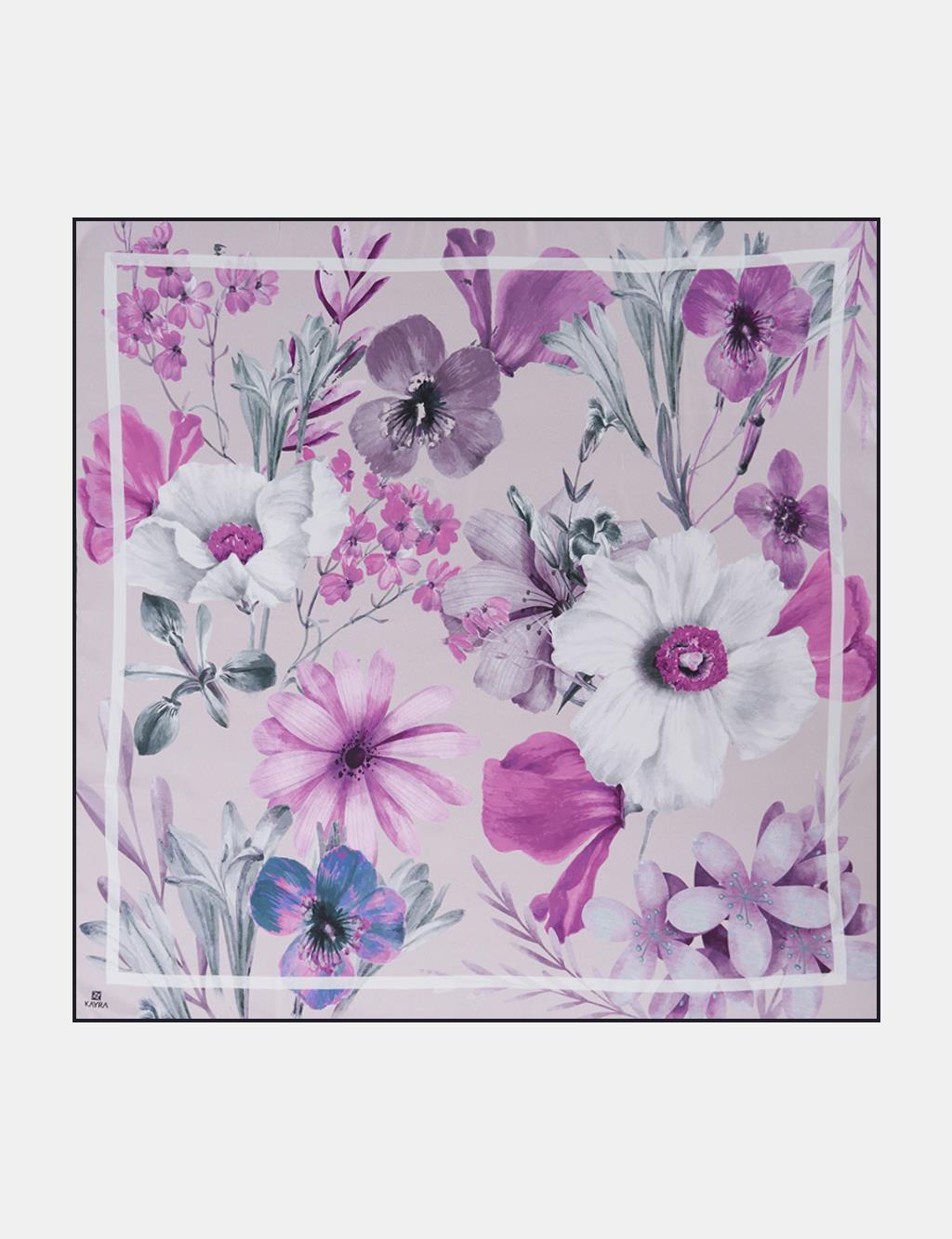 Floral Desenli Eşarp Lila