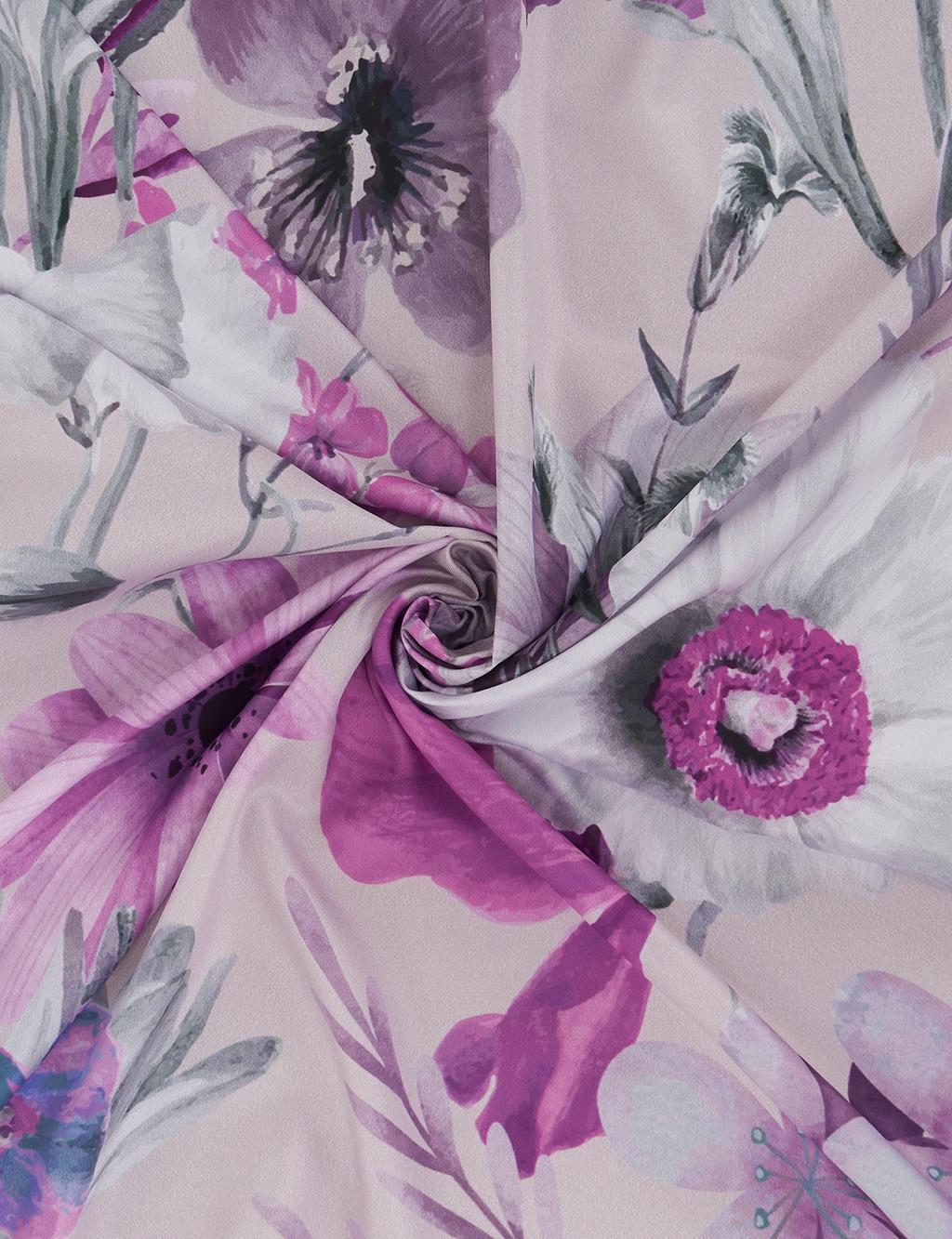 Floral Desenli Eşarp Lila