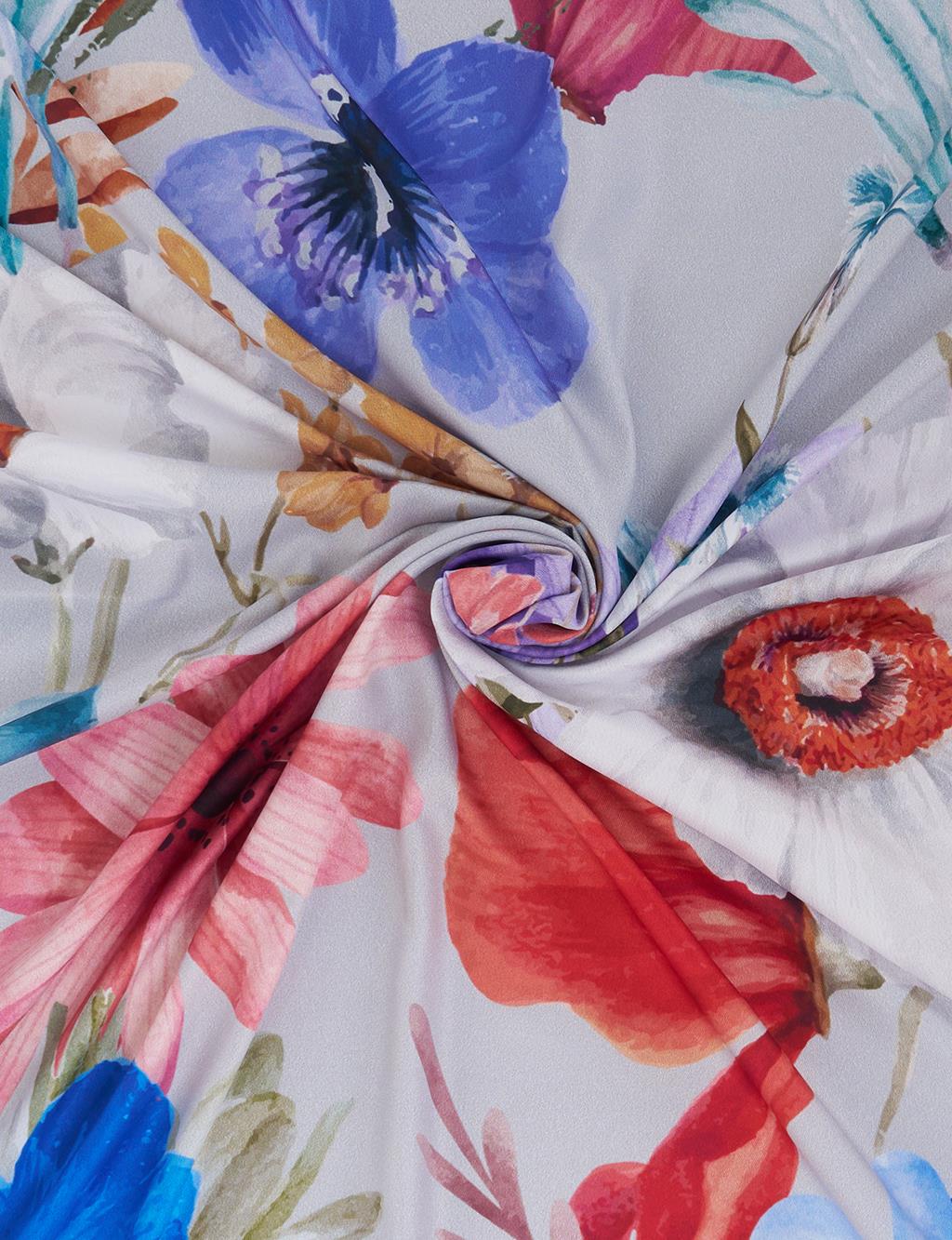 Floral Desenli Eşarp Pudra
