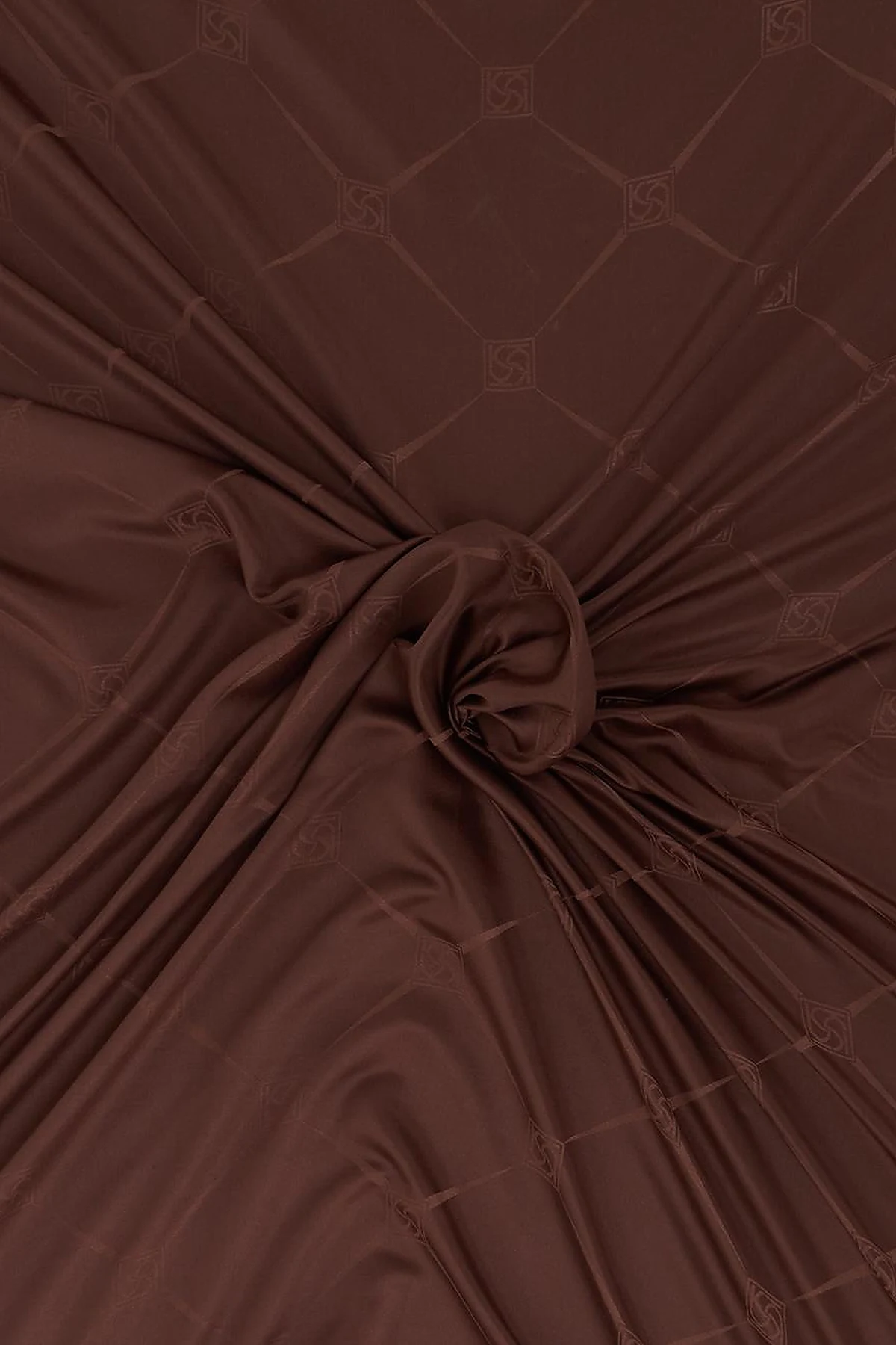 Square Pattern Silk Scarf in Dark Brown