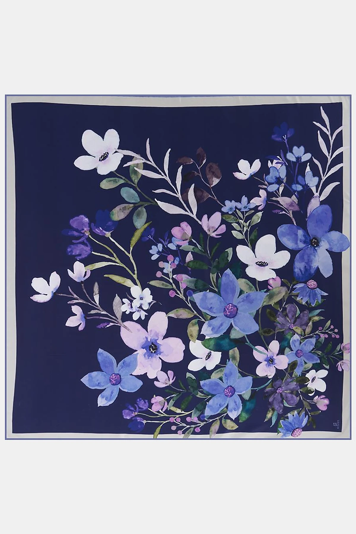 Watercolor Effect Scarf – Navy 