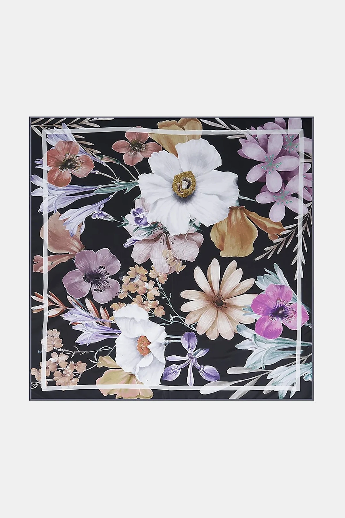 Floral Print Scarf Black