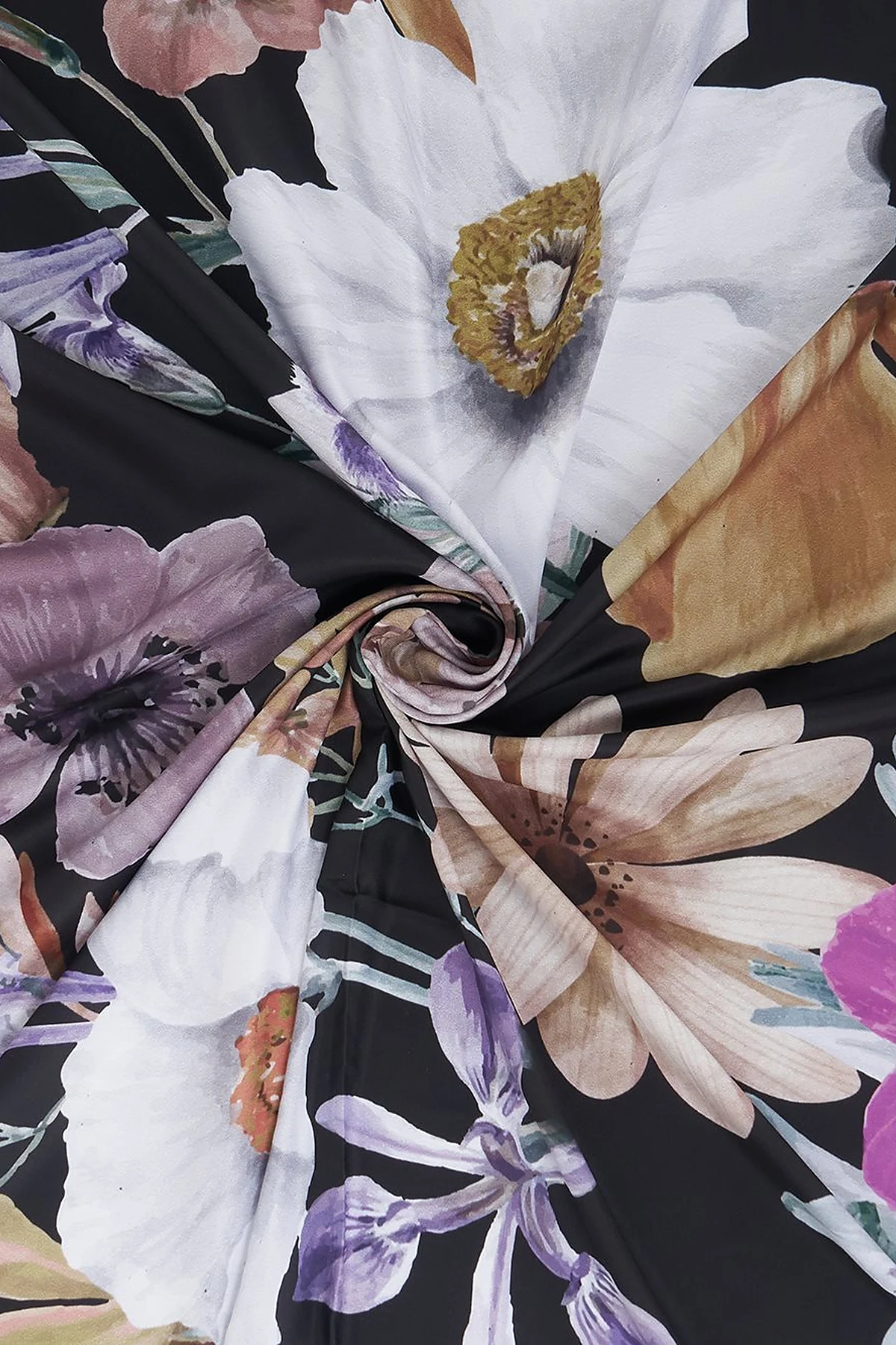 Floral Print Scarf Black