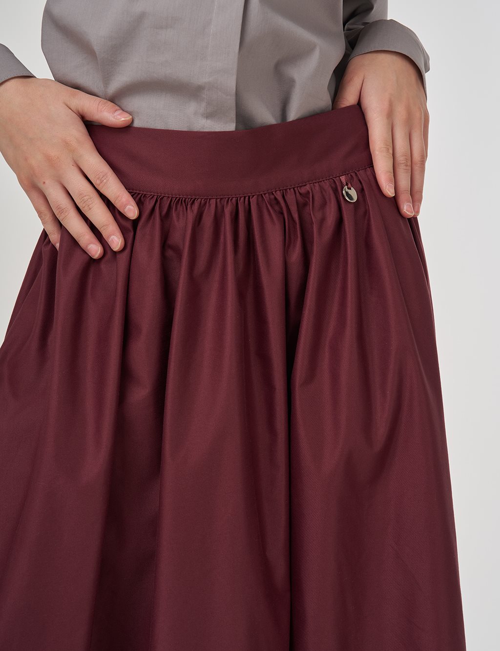 High-Waist Flared Skirt Burgundy