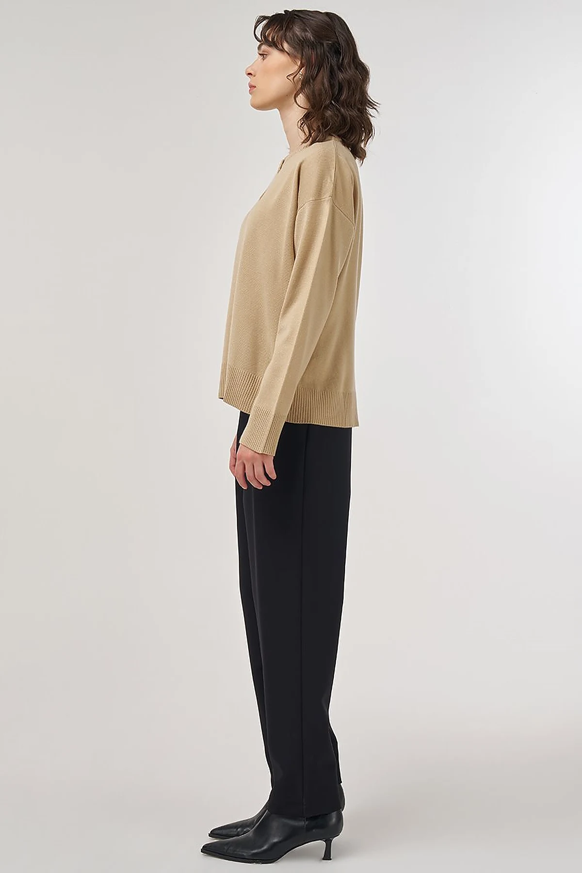 Button Detail Knit Cardigan Stone