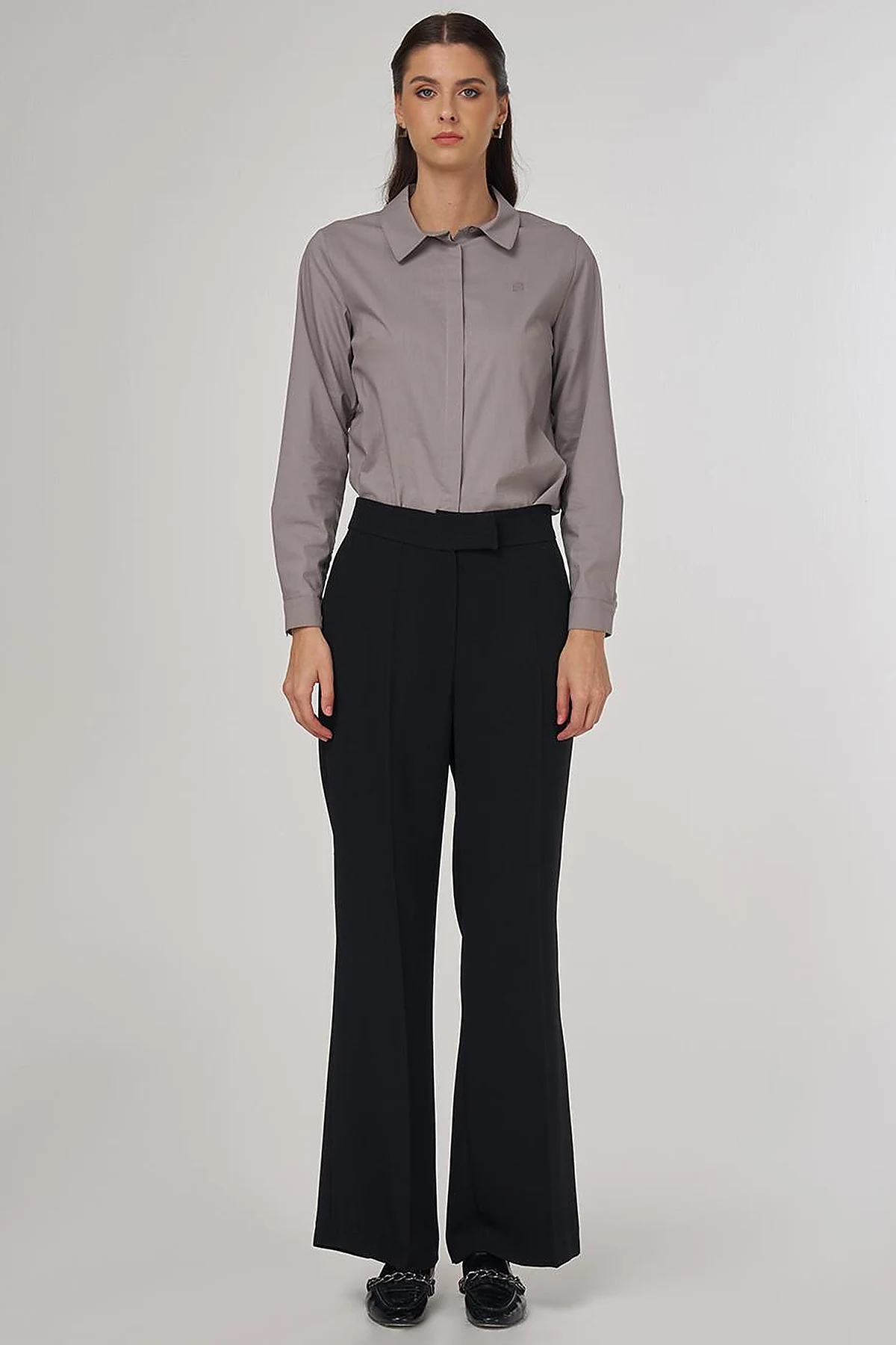 Flowy Crepe Trousers in Black