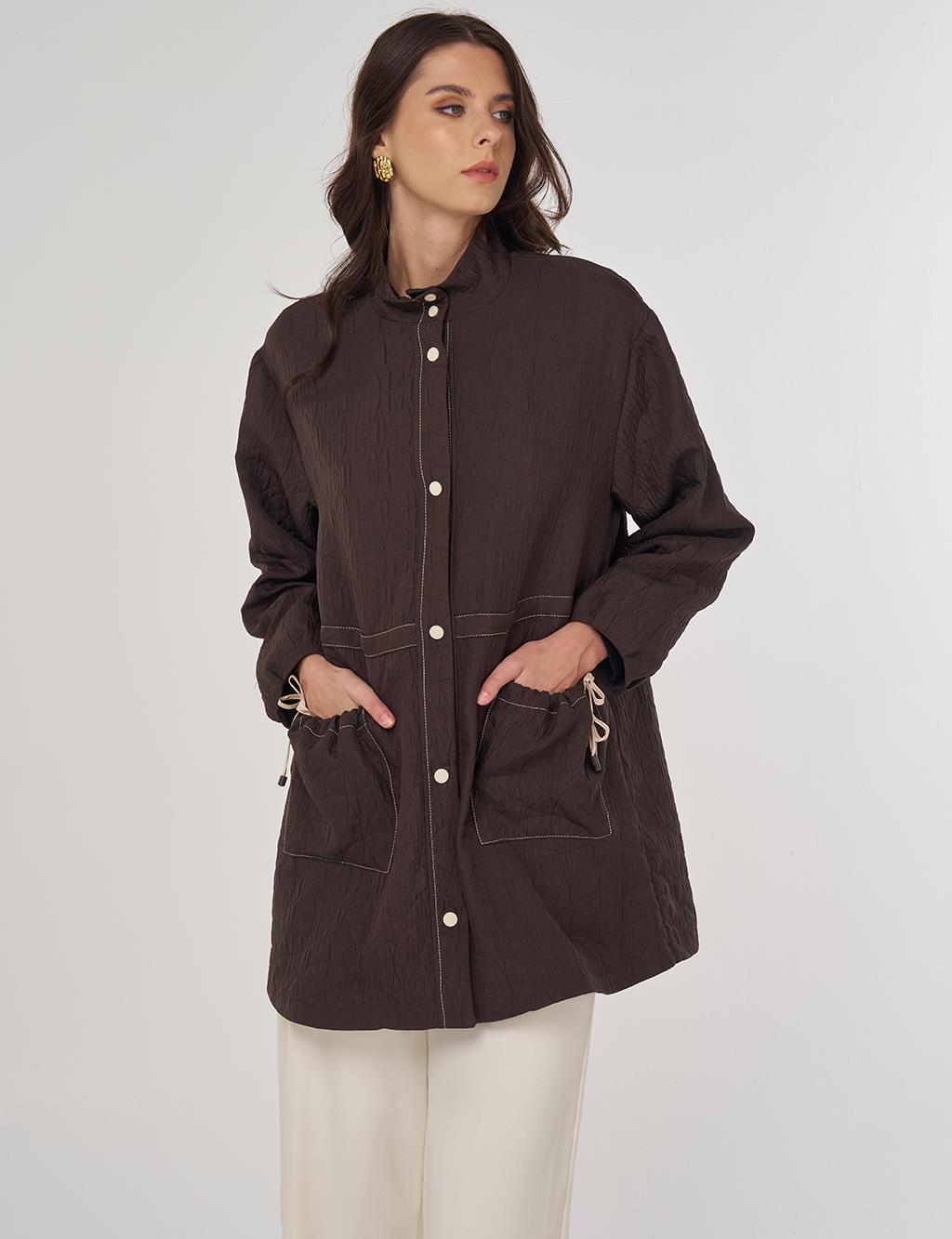 Pocket-Cup Coat in Dark Brown