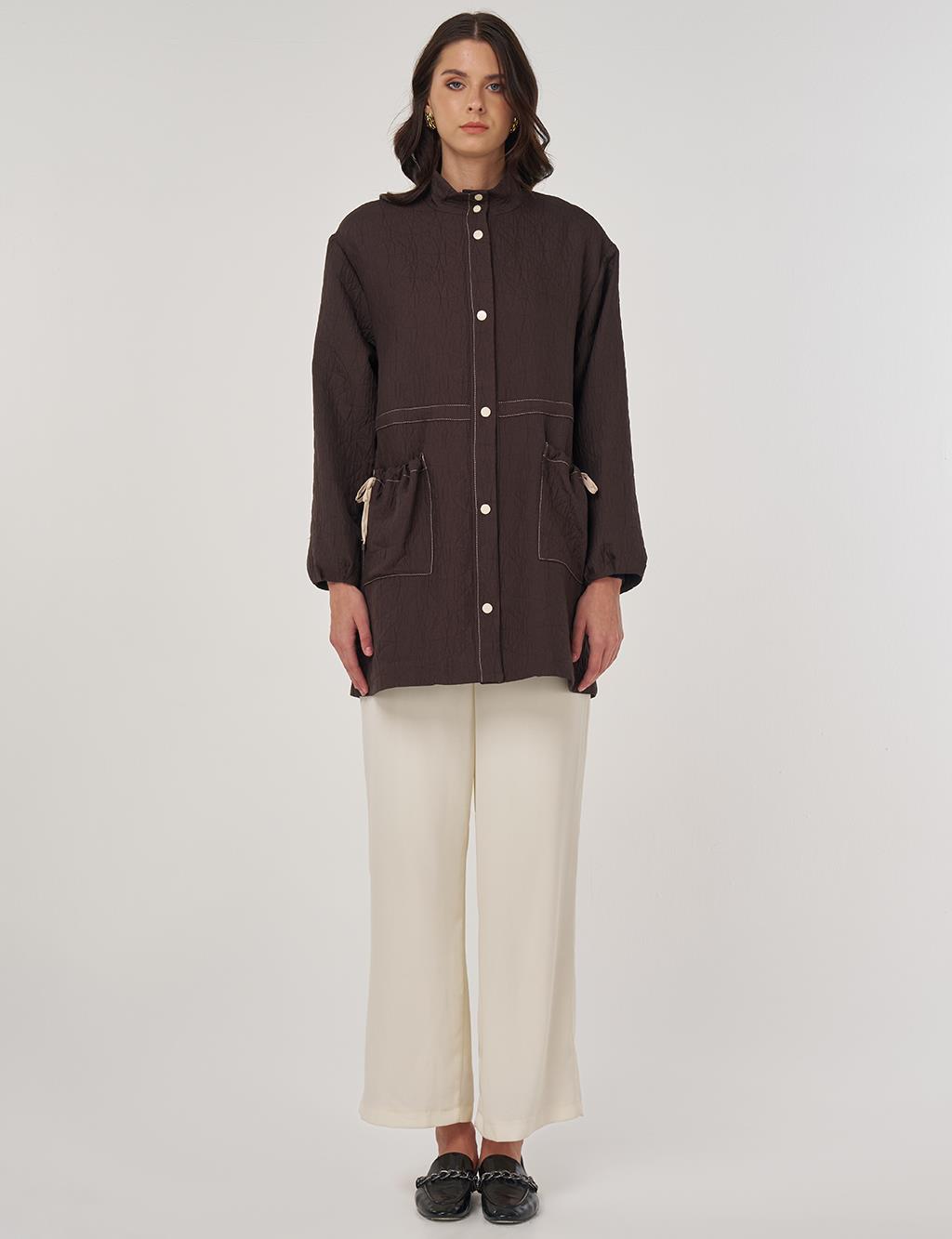 Pocket-Cup Coat in Dark Brown
