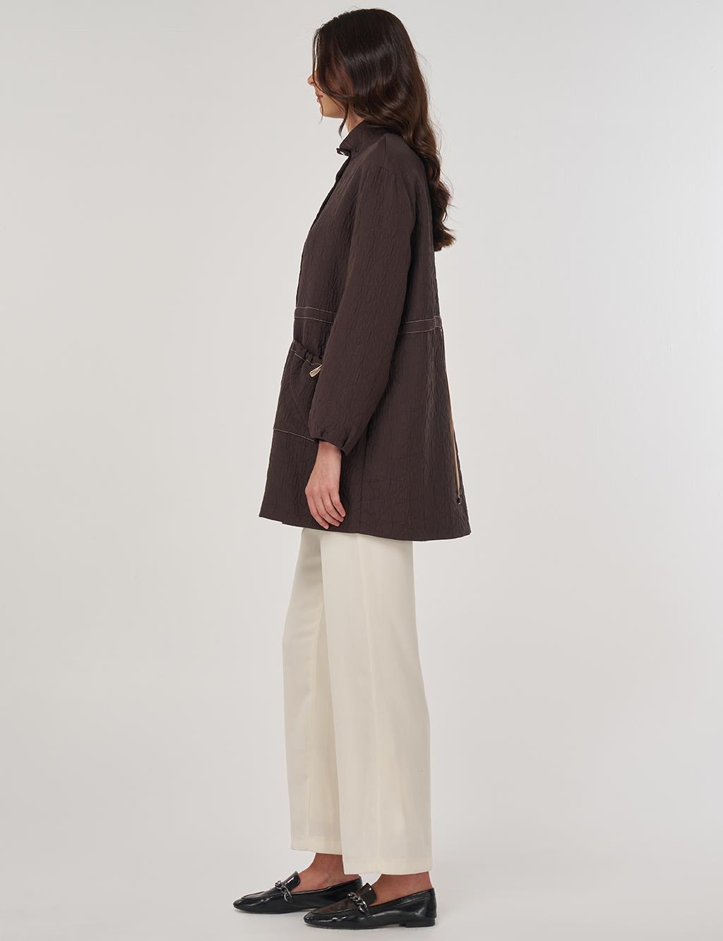Pocket-Cup Coat in Dark Brown