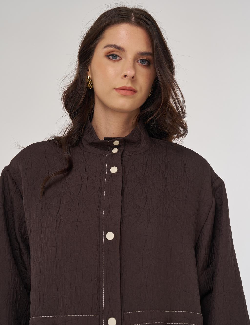 Pocket-Cup Coat in Dark Brown
