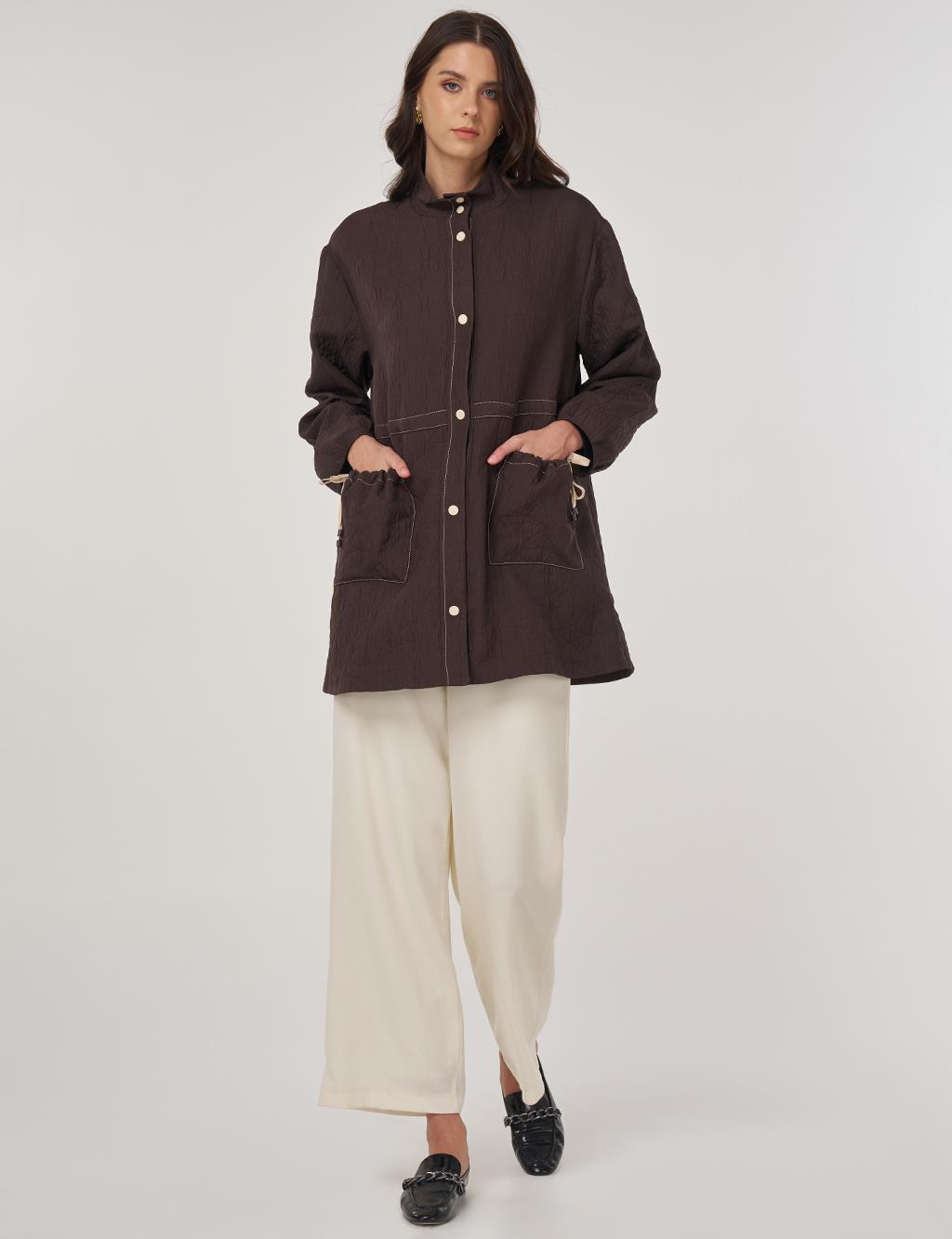 Pocket-Cup Coat in Dark Brown