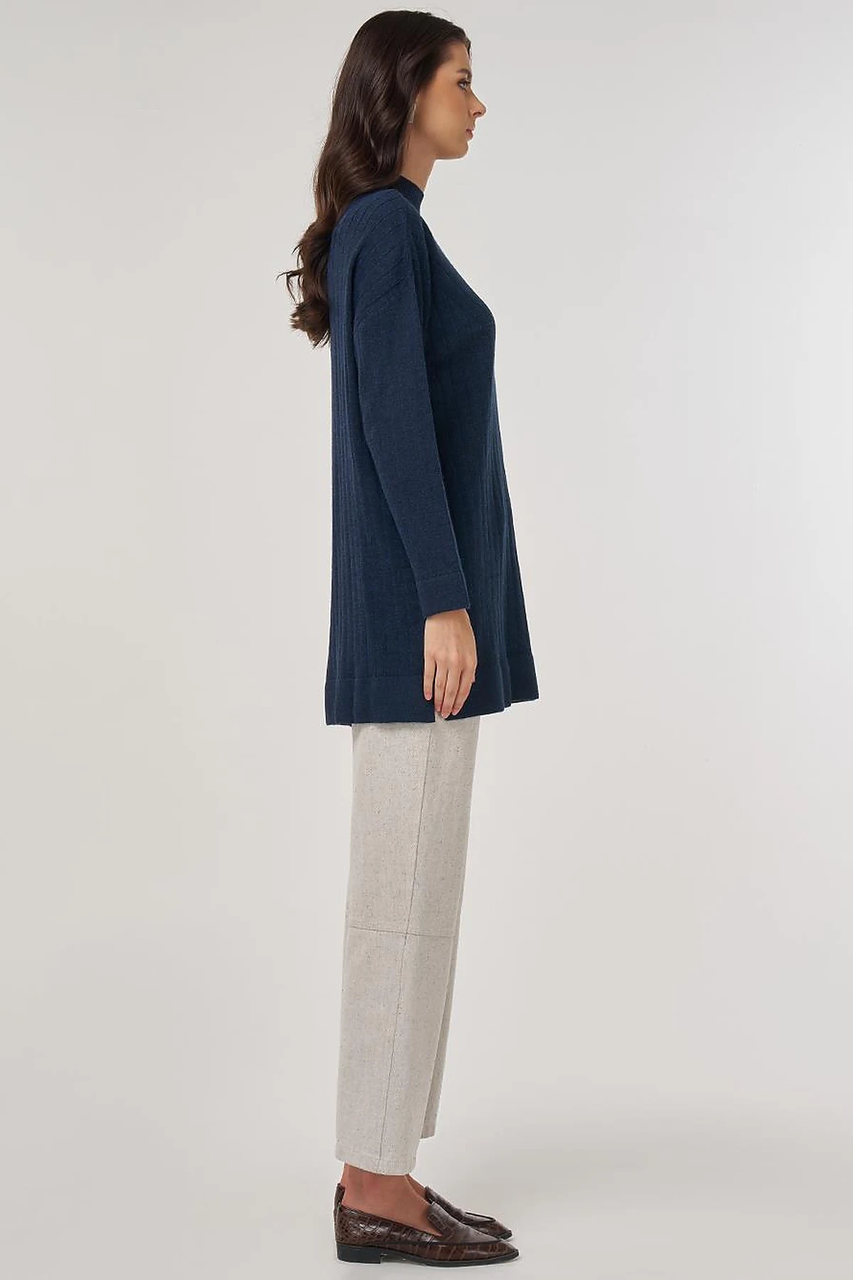Stitched Knit Tunic in Navy Blue
