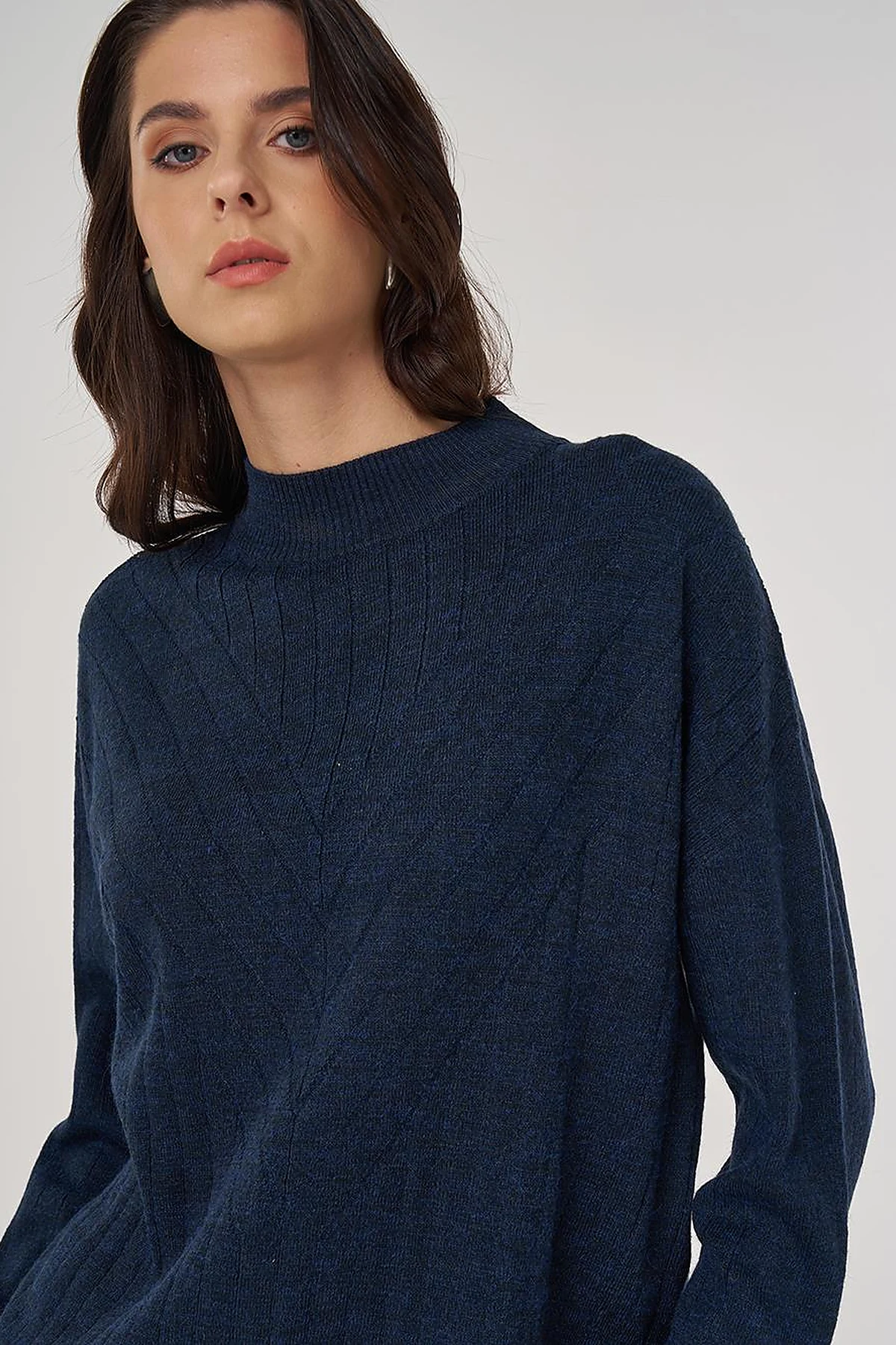 Stitched Knit Tunic in Navy Blue