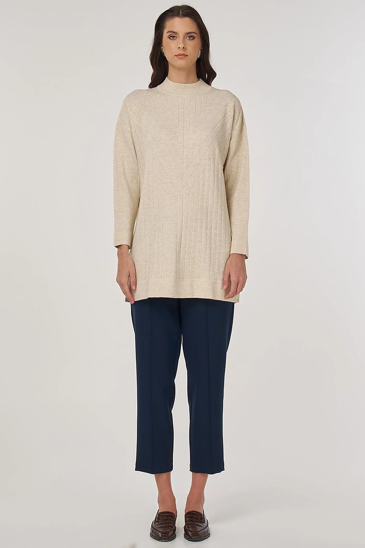 Stitched Knit Tunic in Stone