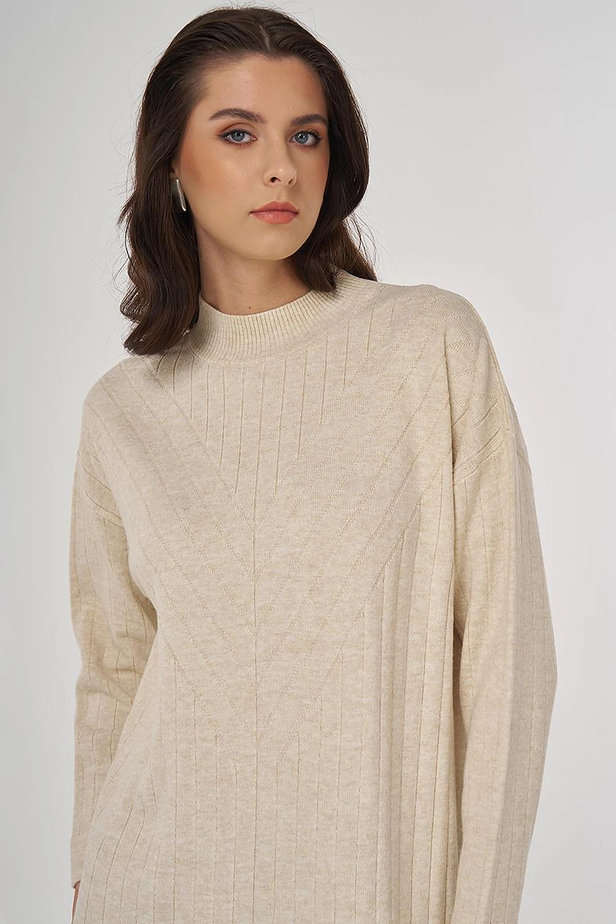 Stitched Knit Tunic in Stone