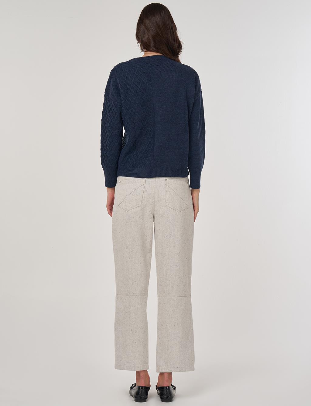 Knitted Knit Sweater in Navy Blue