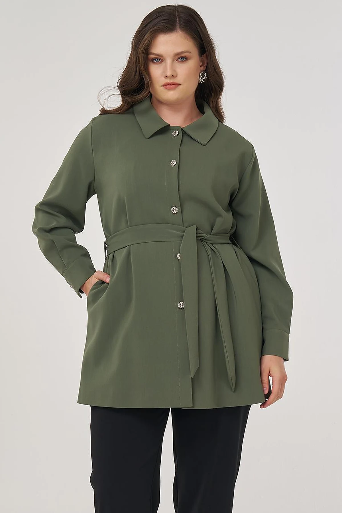 Bow Detail Jacket in Forest Green