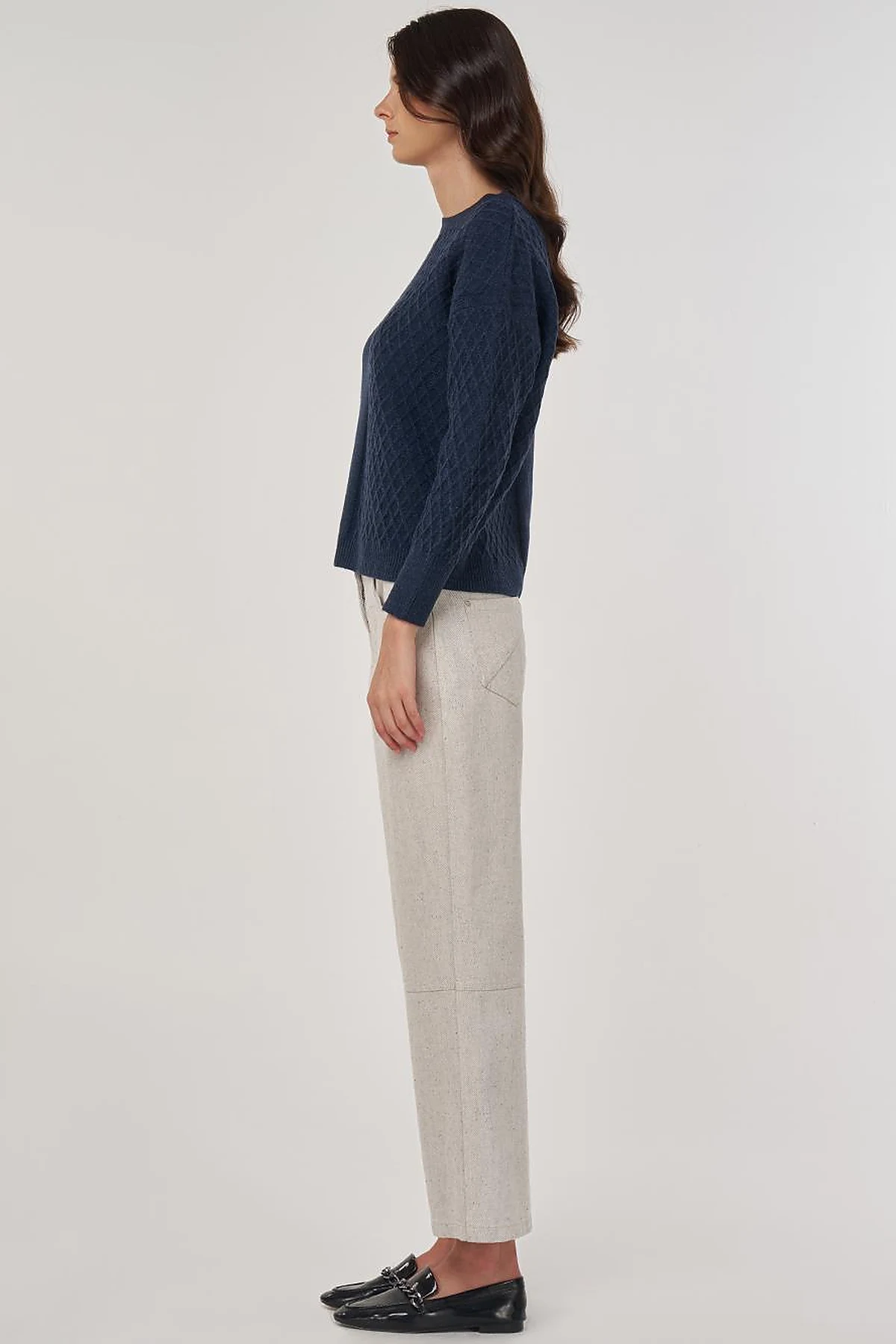 Knitted Knit Sweater in Navy Blue