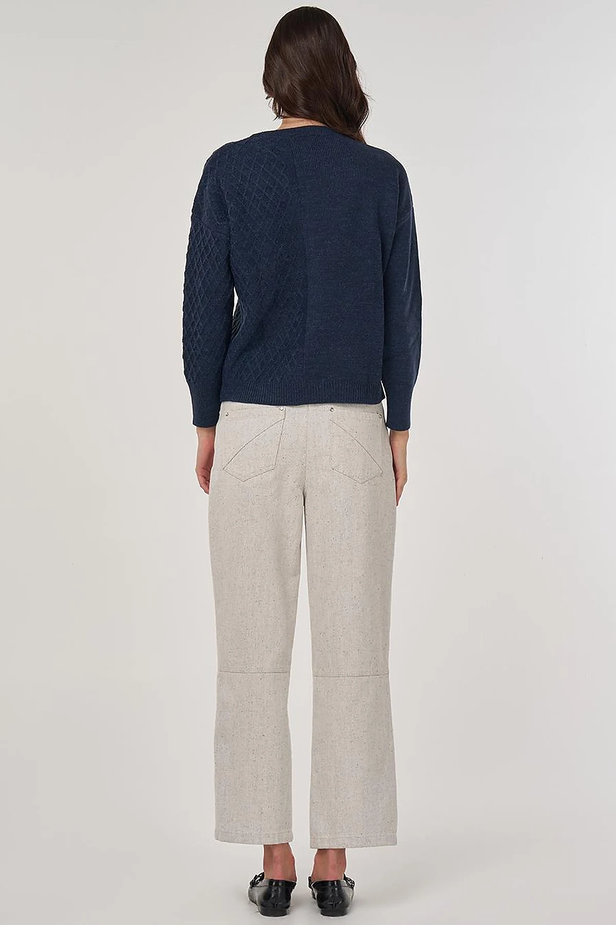 Knitted Knit Sweater in Navy Blue