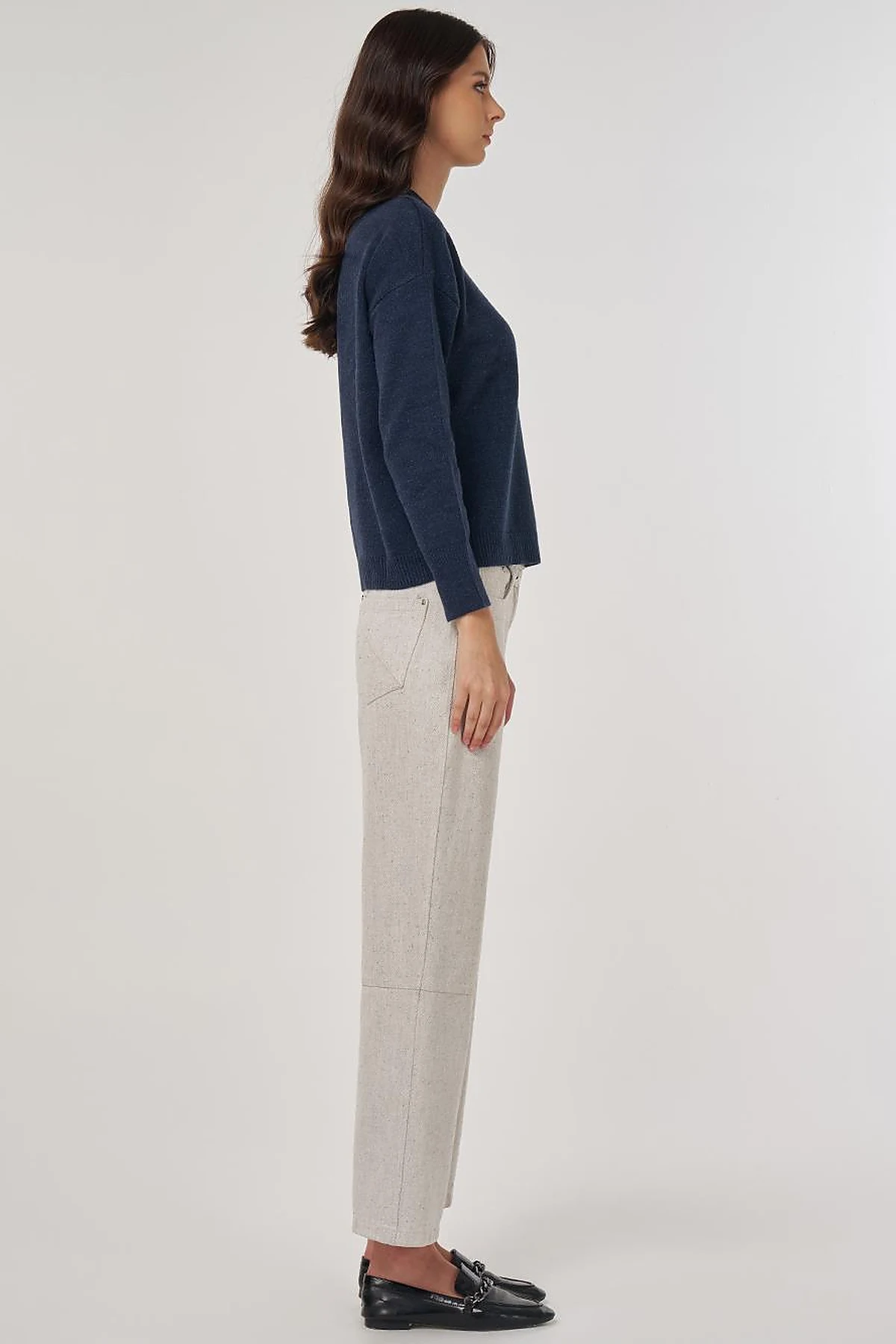 Knitted Knit Sweater in Navy Blue