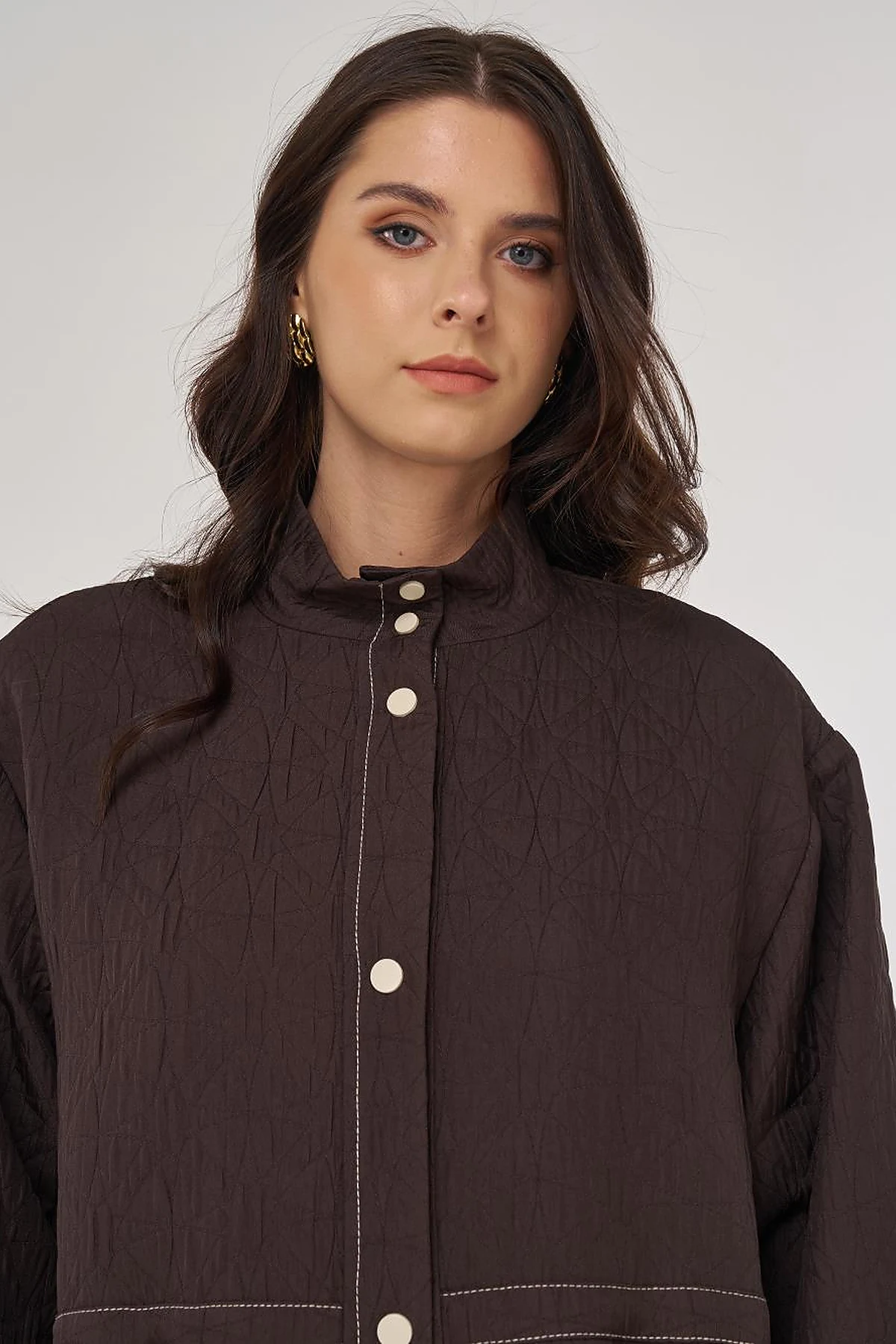 Pocket-Cup Coat in Dark Brown