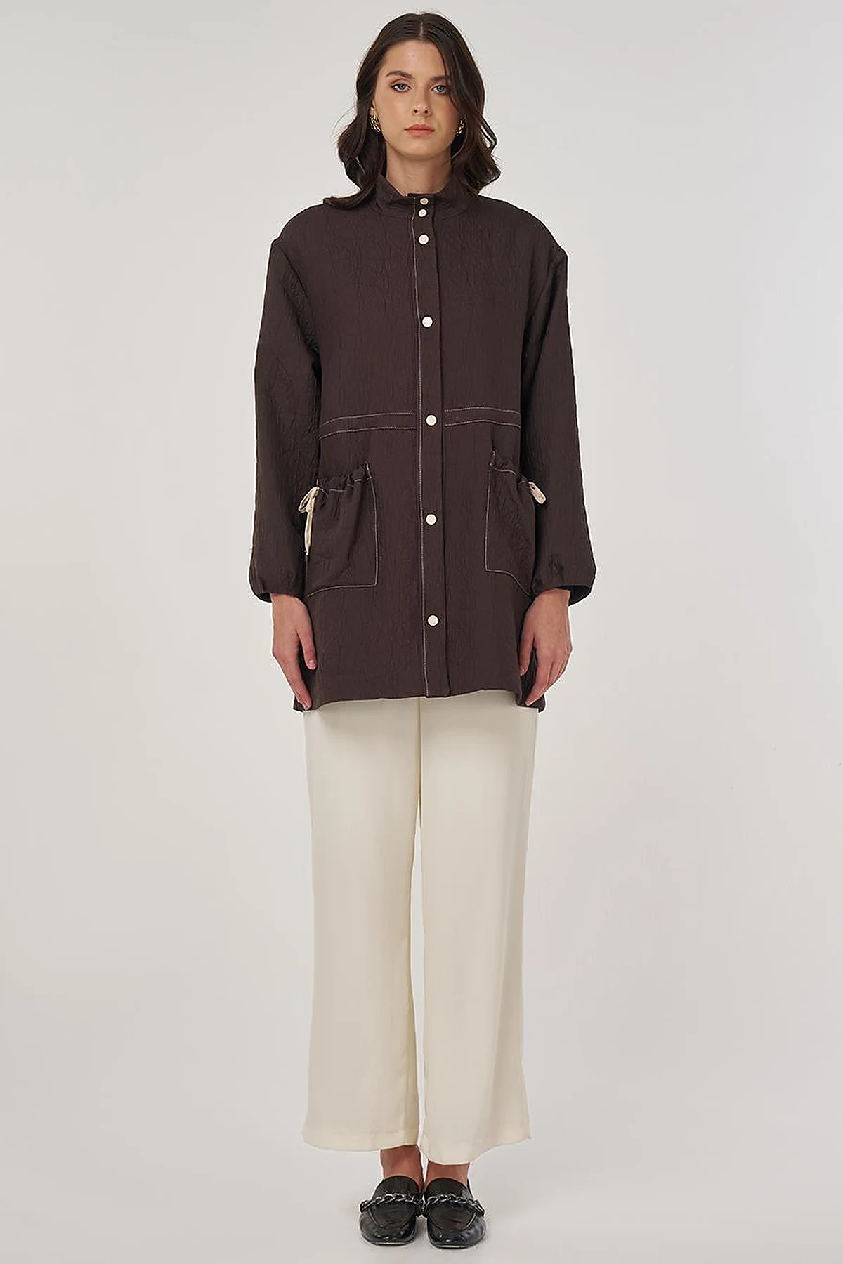 Pocket-Cup Coat in Dark Brown