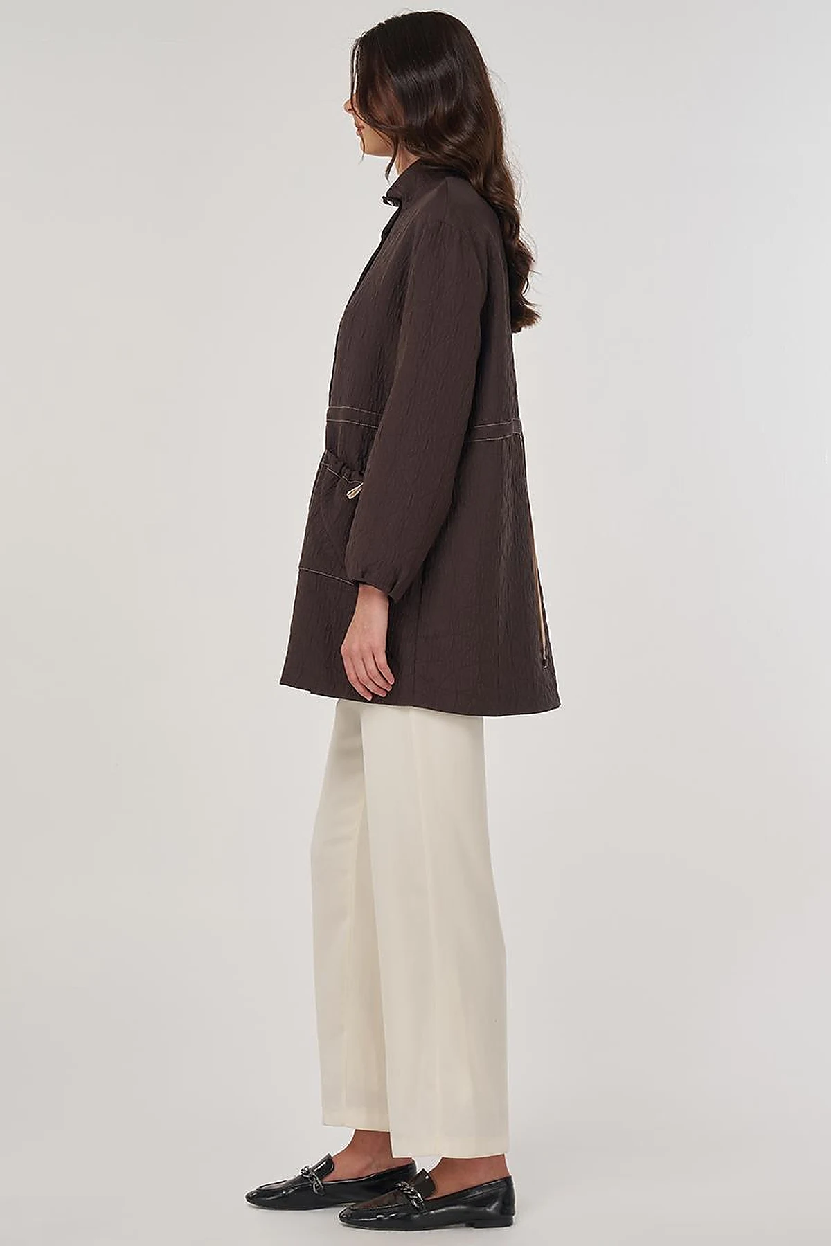 Pocket-Cup Coat in Dark Brown