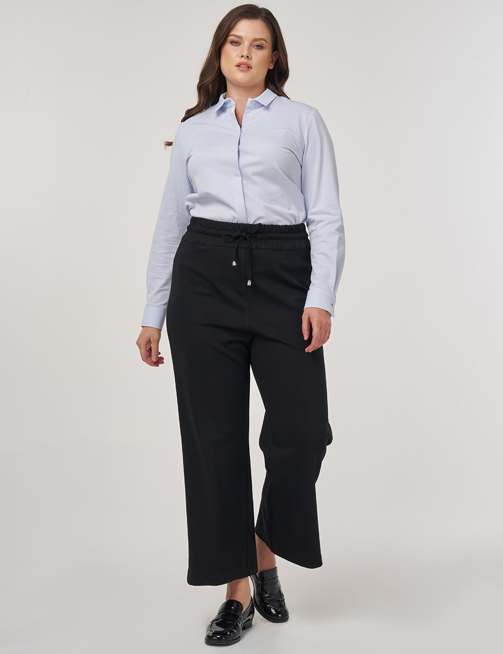 Rahat Kesim Rayon Pantolon Siyah 