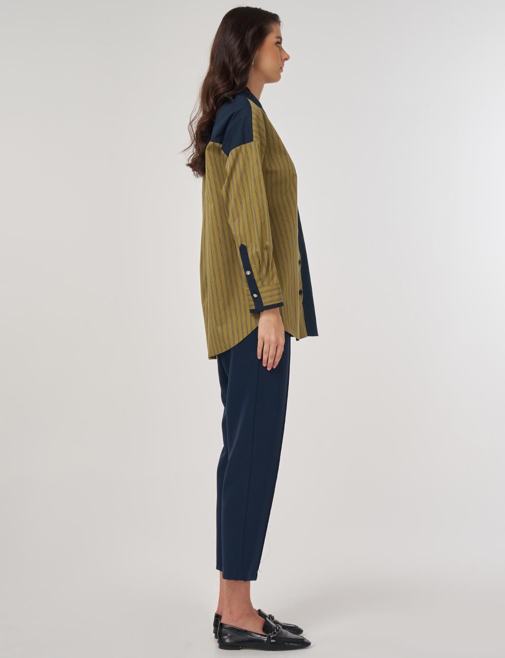 Color Blocked Cotton Tunic in Mustard