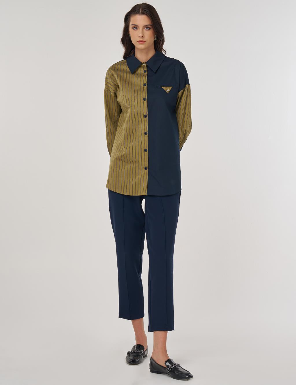 Color Blocked Cotton Tunic in Mustard