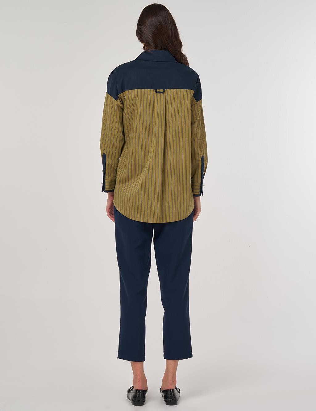 Color Blocked Cotton Tunic in Mustard