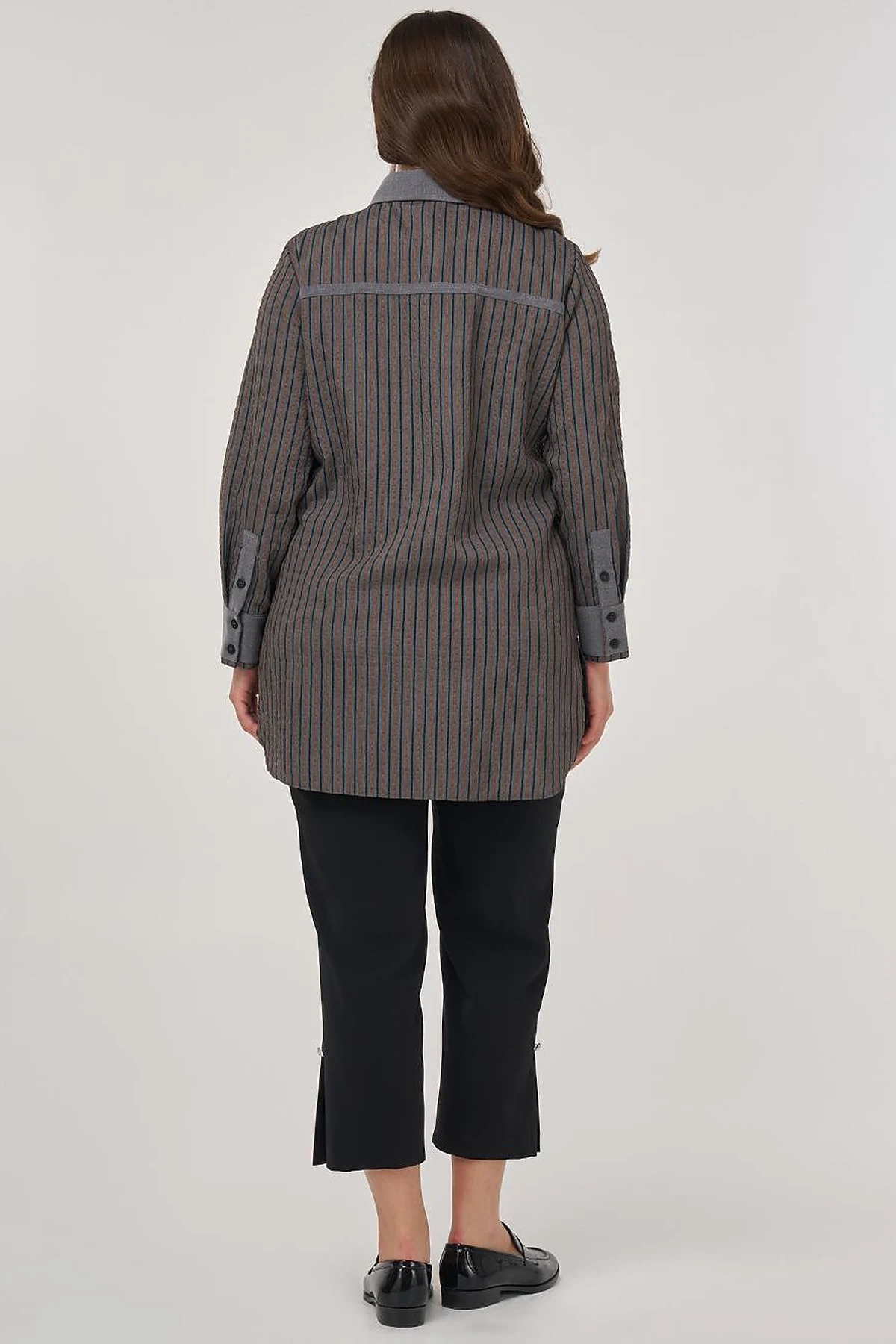 Embroidered Viscose Tunic in Brick Red