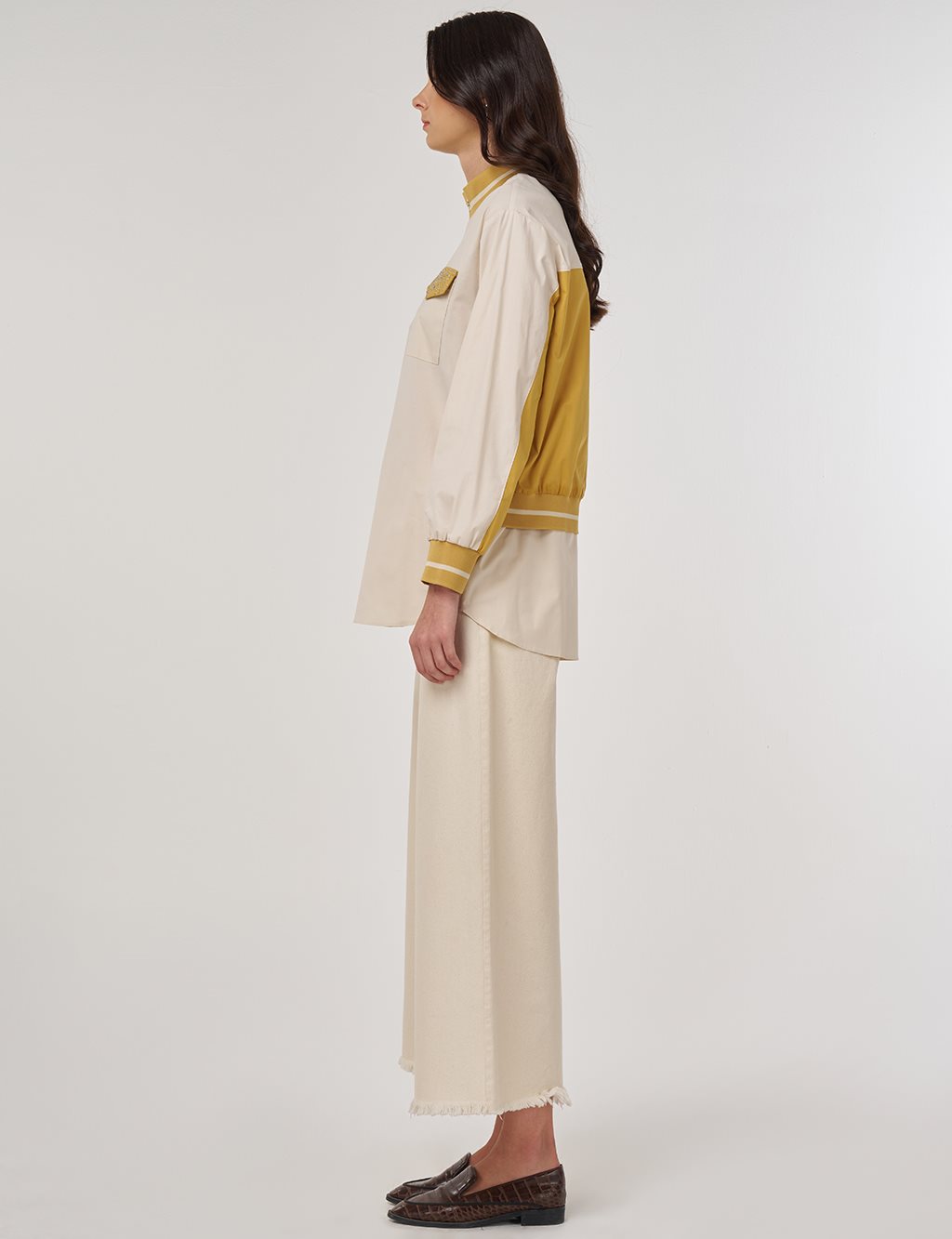 Cotton Stand Collar Blouse Cream