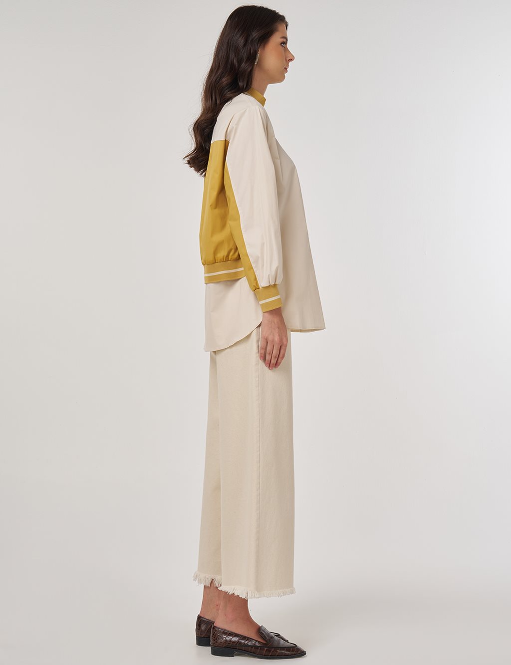 Cotton Stand Collar Blouse Cream