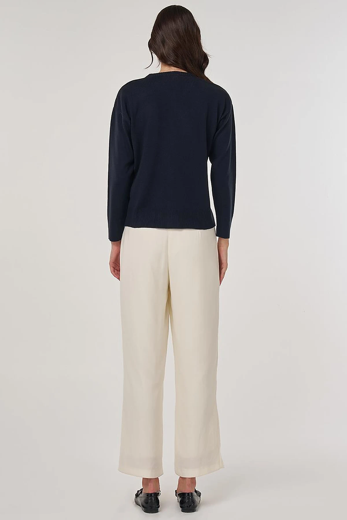 Button-Detail Knit Cardigan Navy Blue