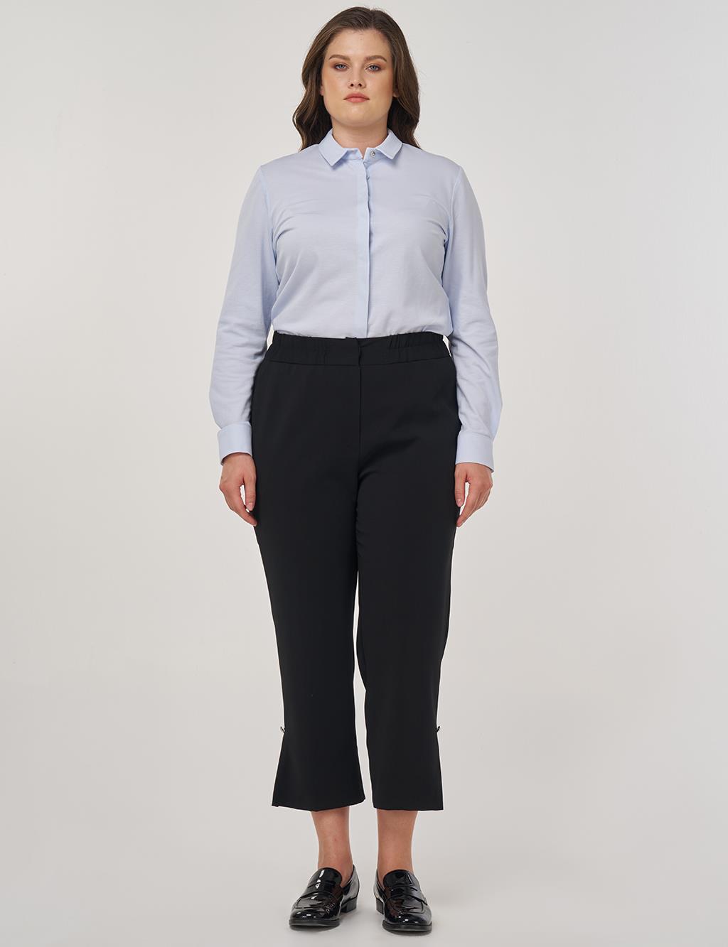 Slit Detail Relaxed Fit Pants Black 