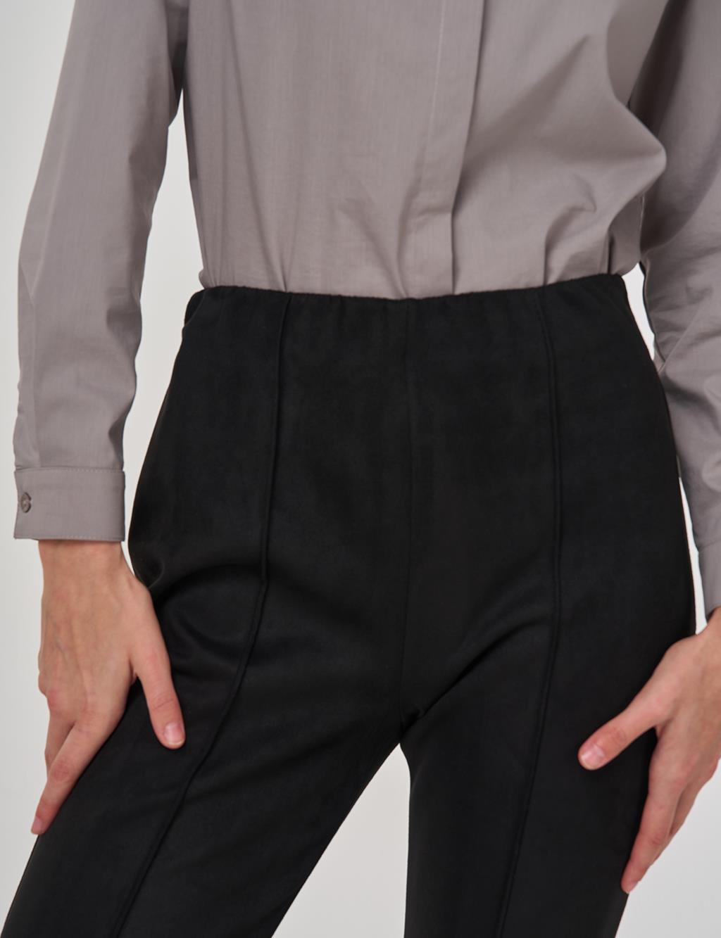 Flare Fit Suede Pants Black