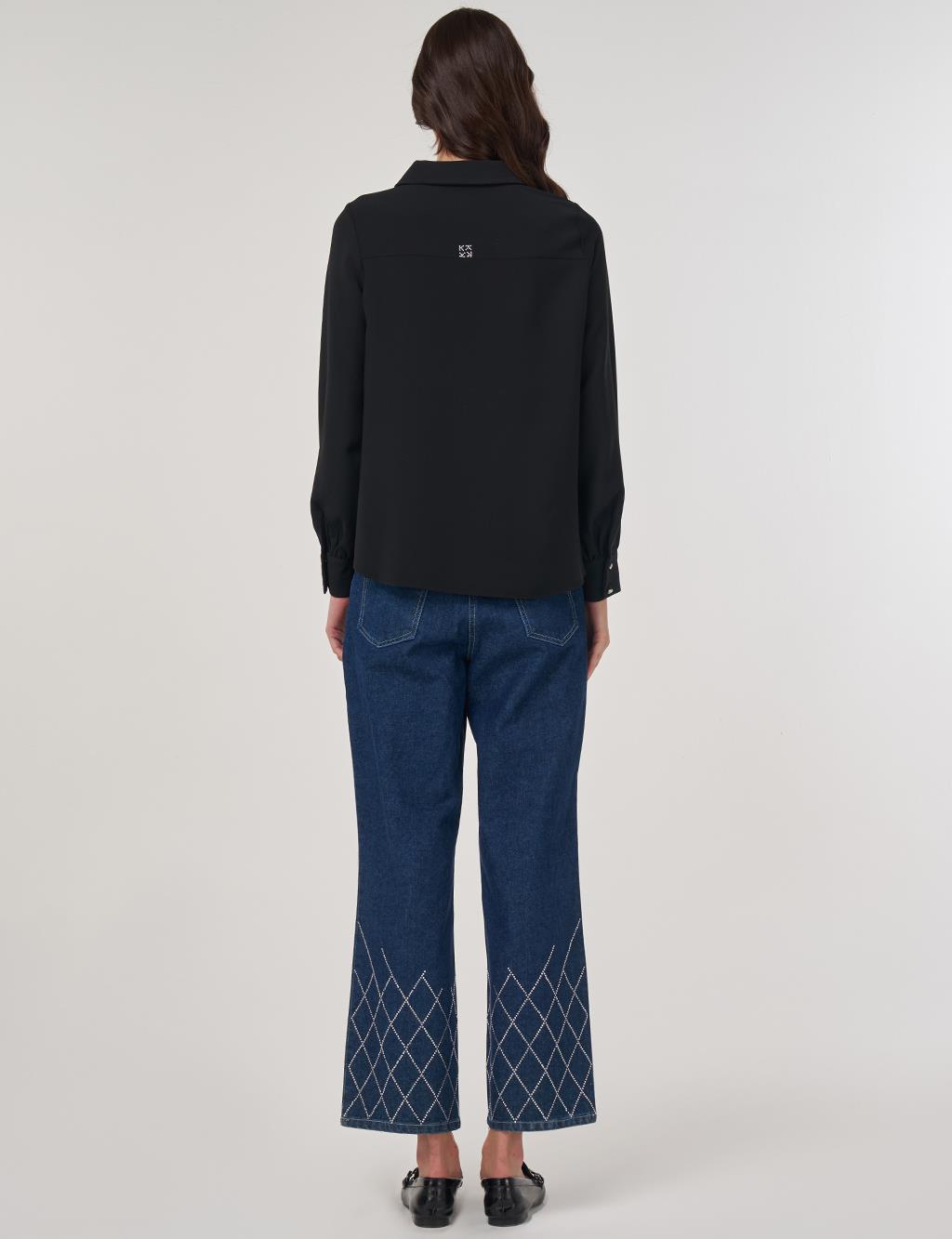 Polo Collar Blouse Black