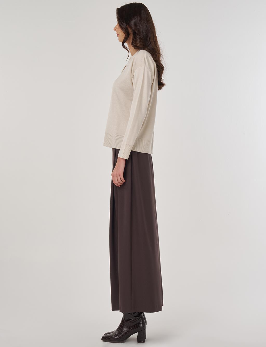 Button-Detail Knit Cardigan Ecru