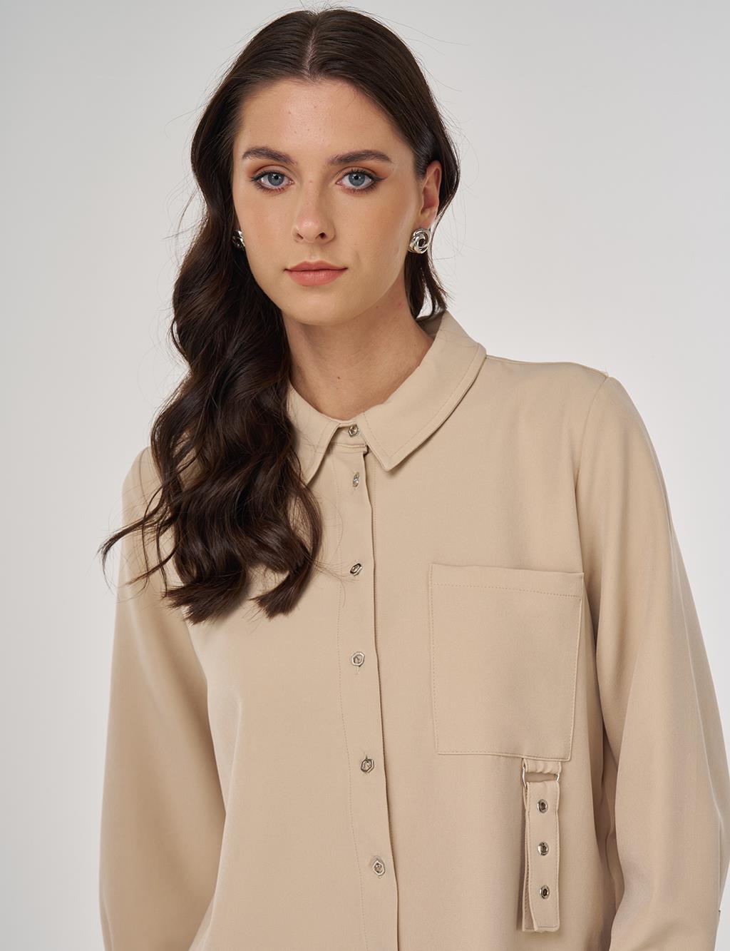 Two-Piece Suit with Metal Detail in Stone
