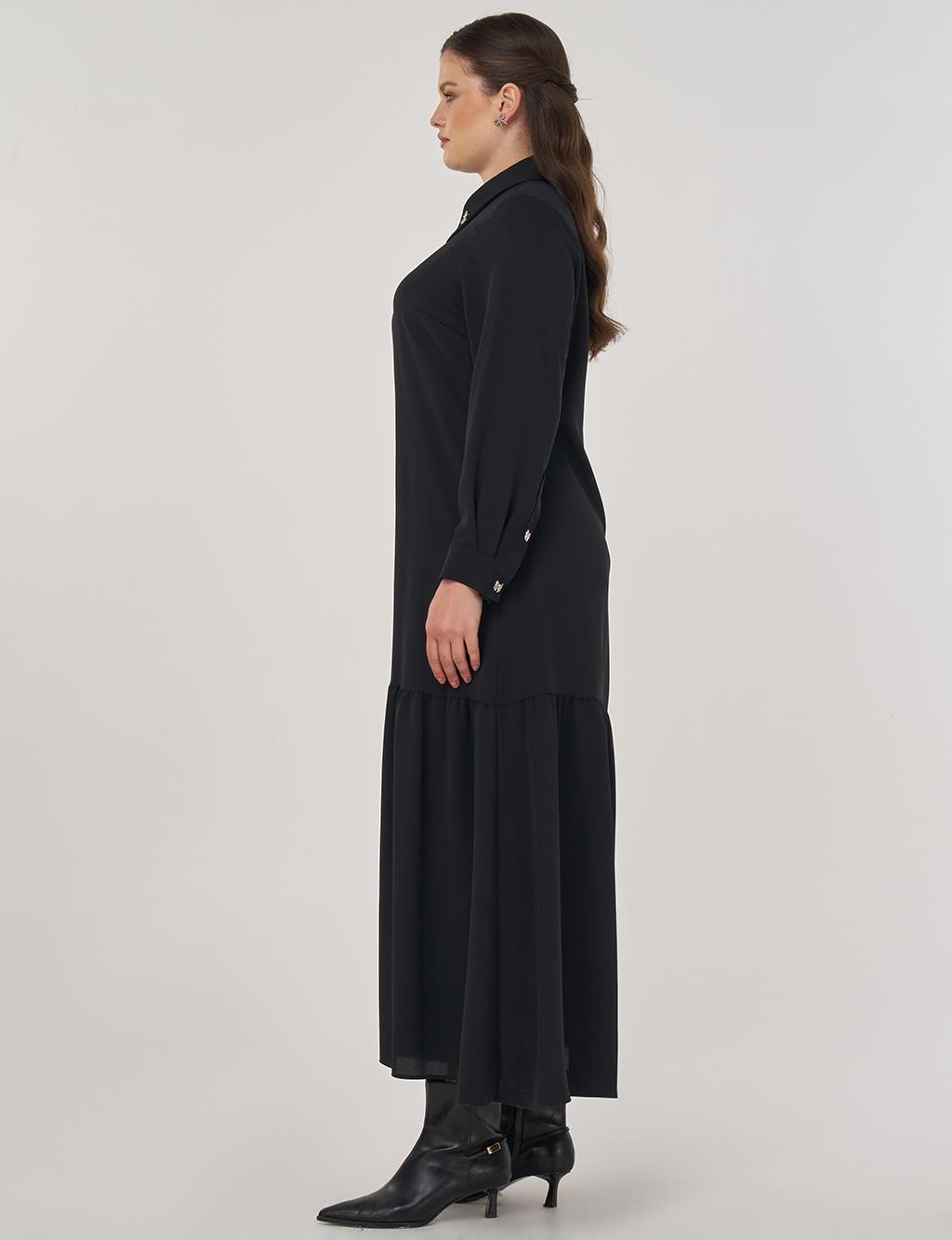 Layered Shirt Dress in Black