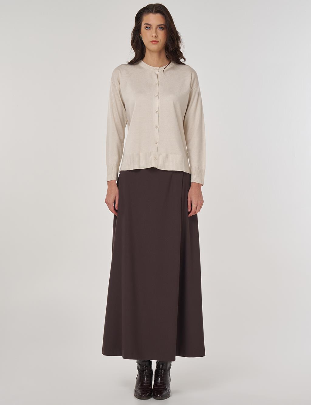 Button-Detail Knit Cardigan Ecru